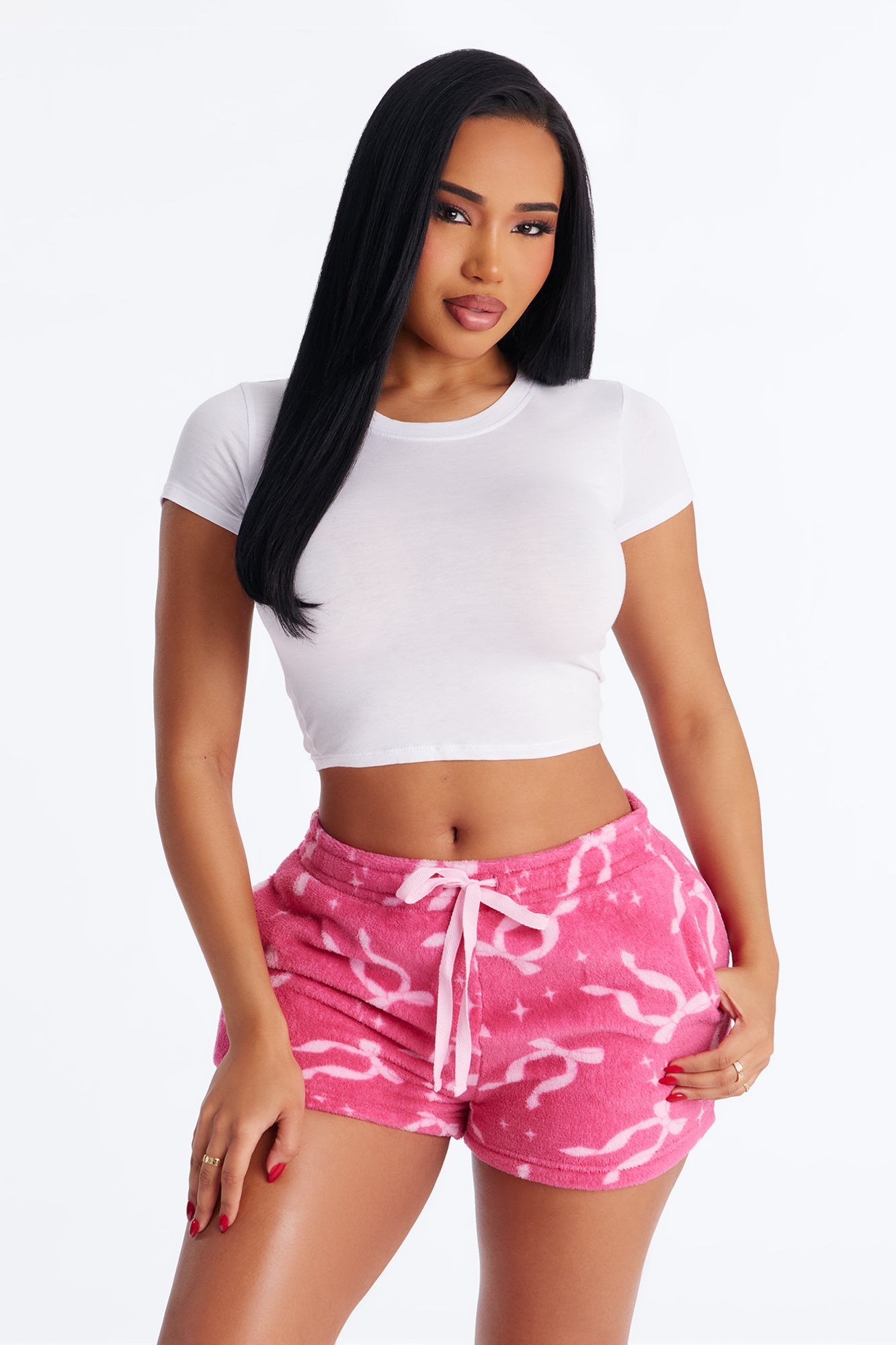 Bow Era Plush PJ Shorts - Pink