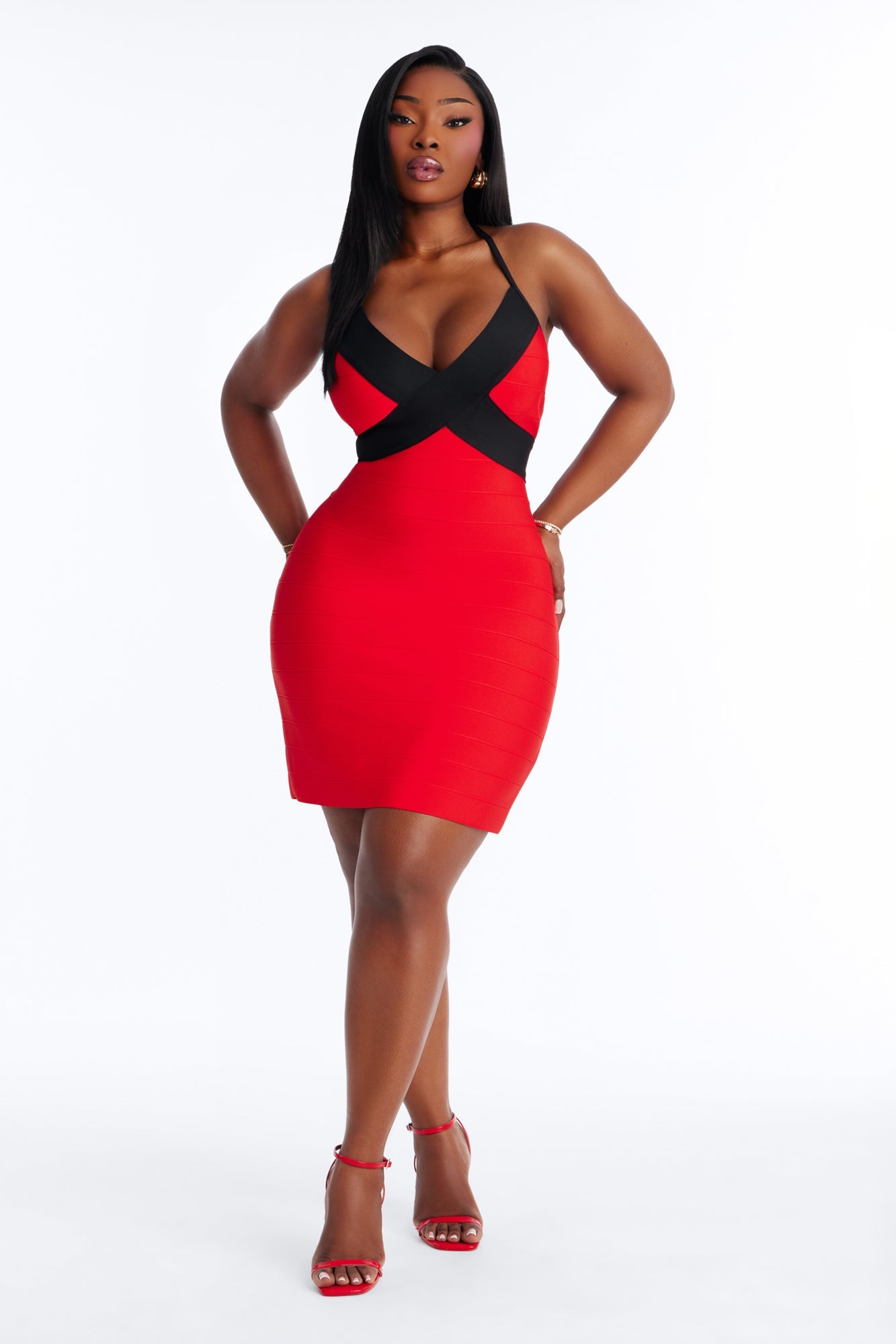 Eternal Valentine Bandage Mini Dress - Red/Black