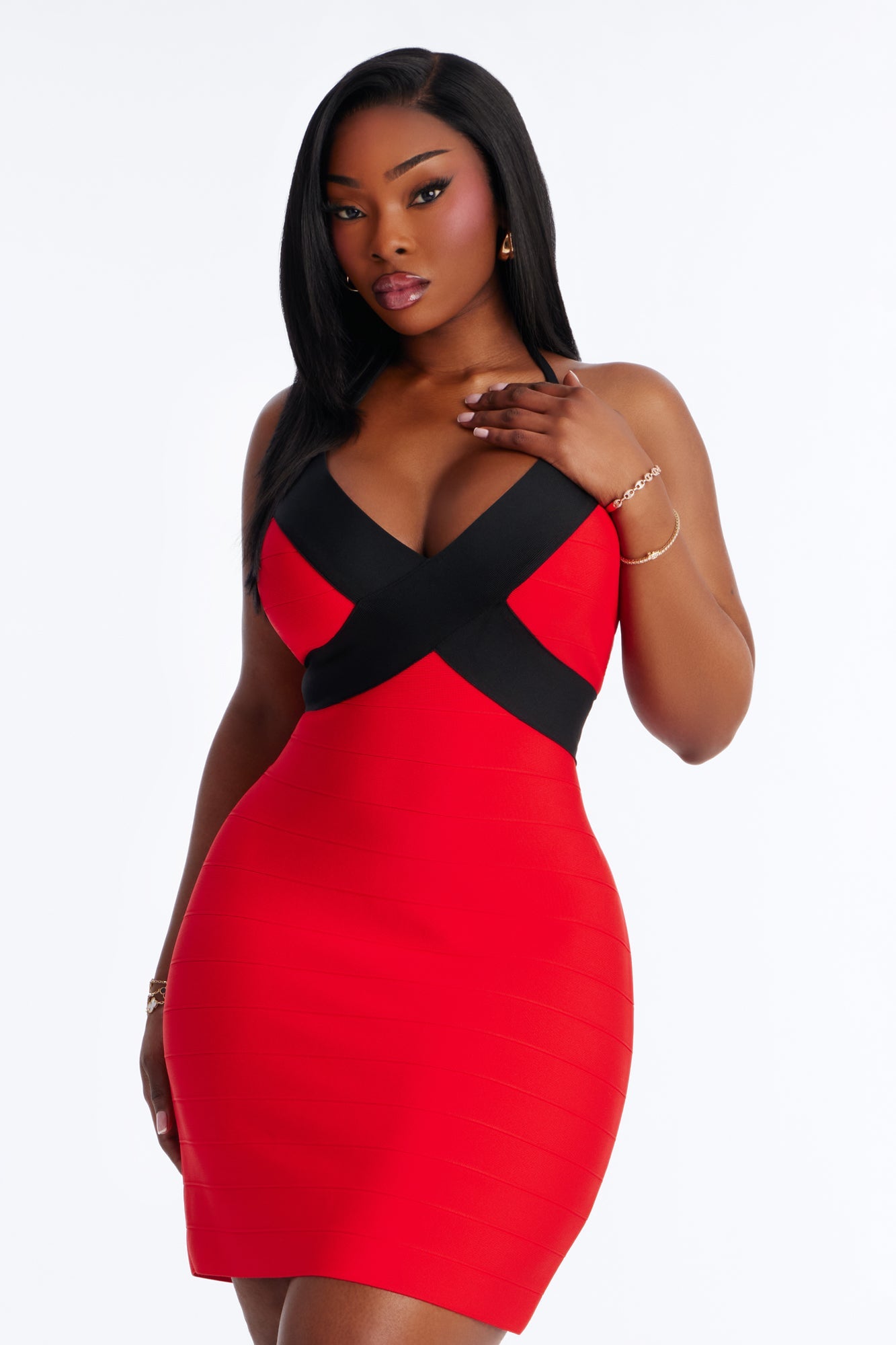 Eternal Valentine Bandage Mini Dress - Red/Black