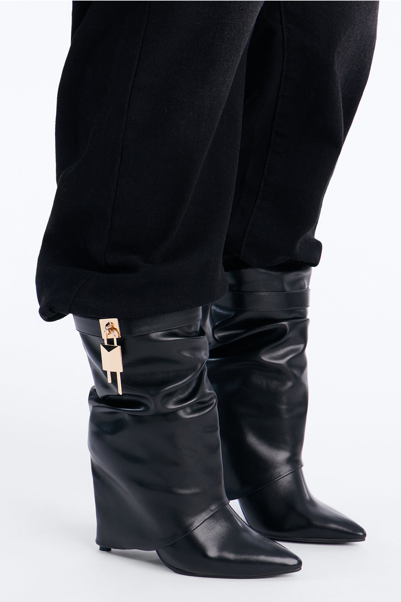 Crue Ruched Overlay Boots - Black