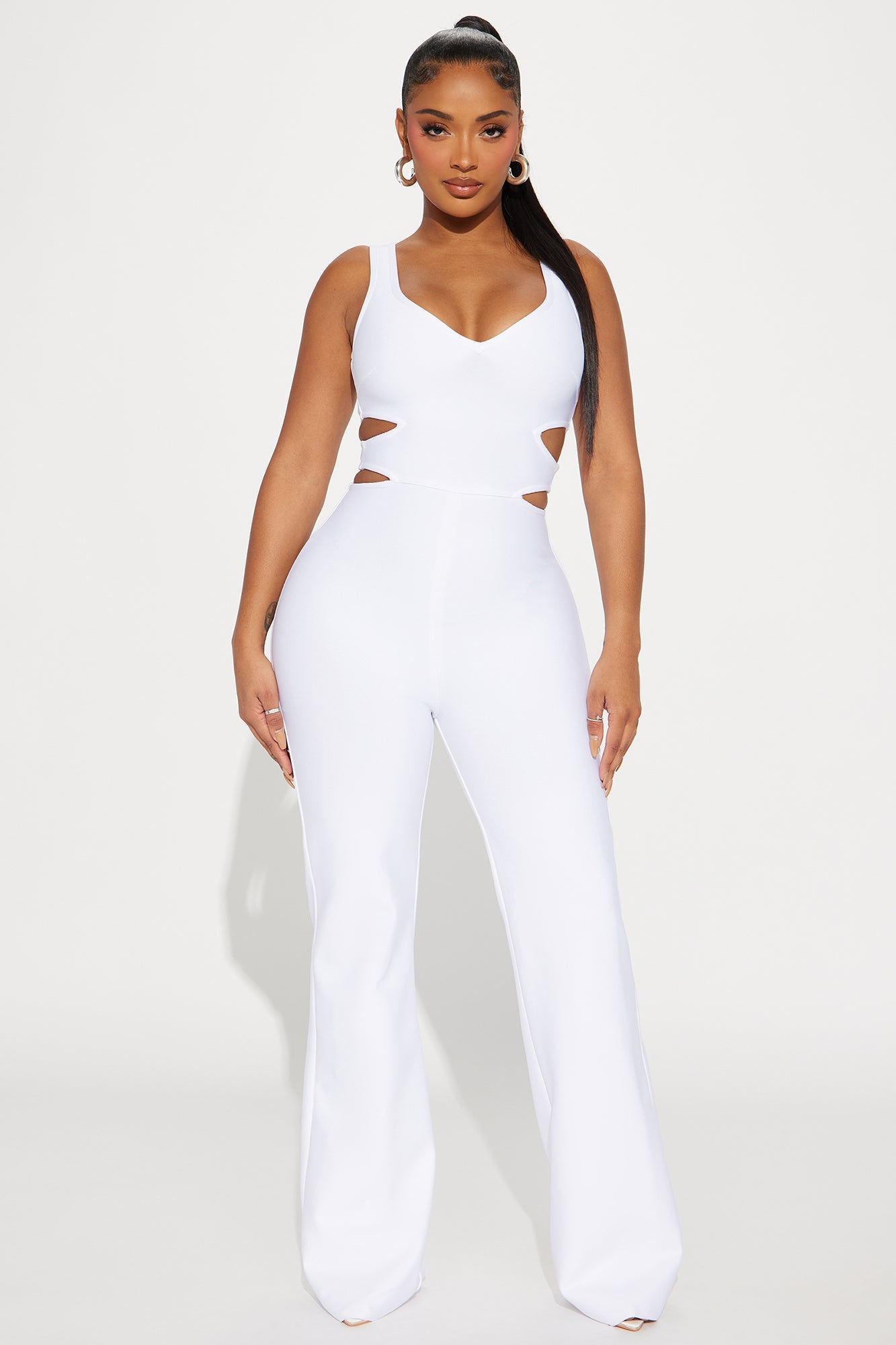 On The Stage Bandage Jumpsuit - White