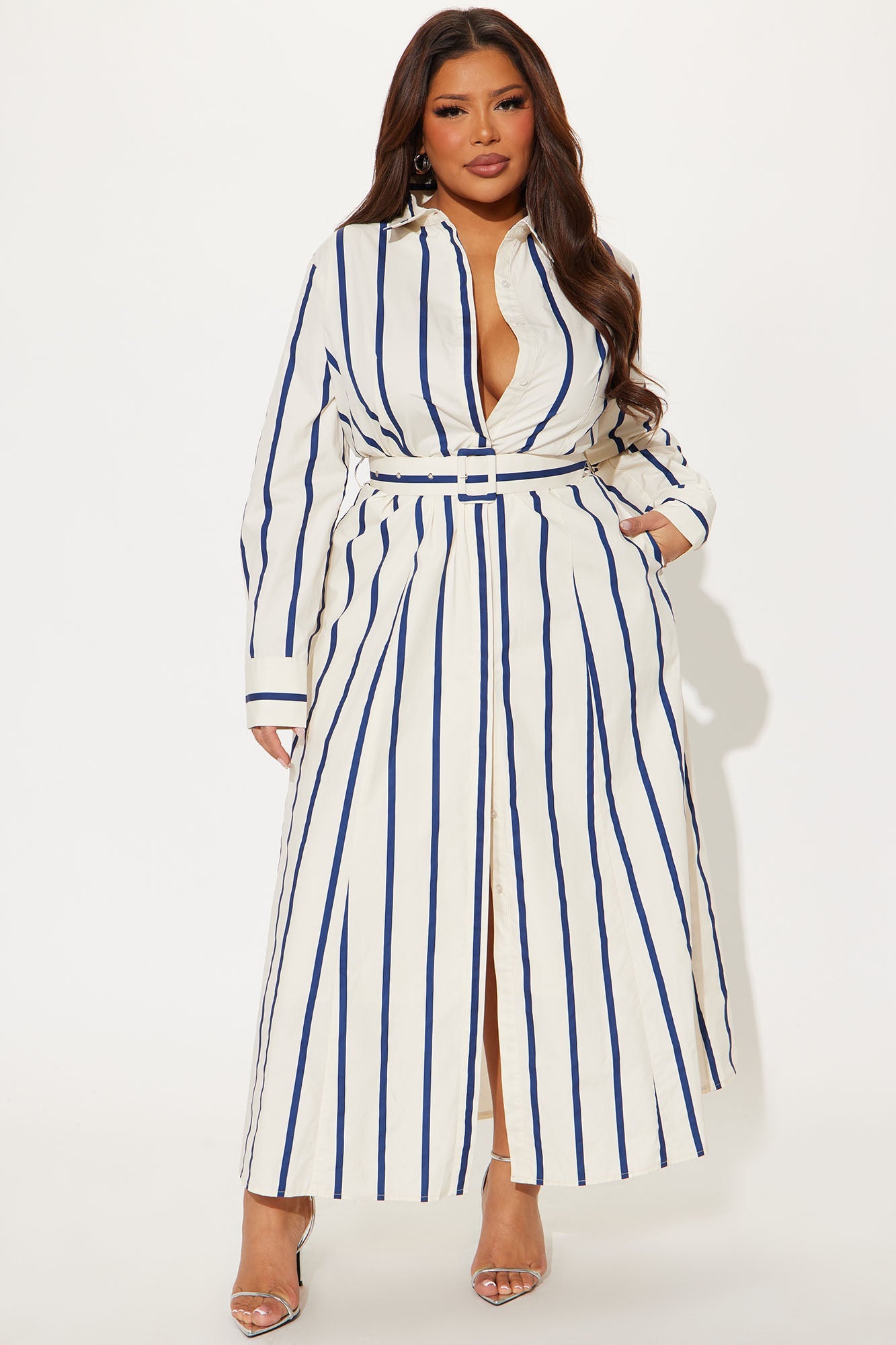Shannon Shirt Maxi Dress - Ivory/combo