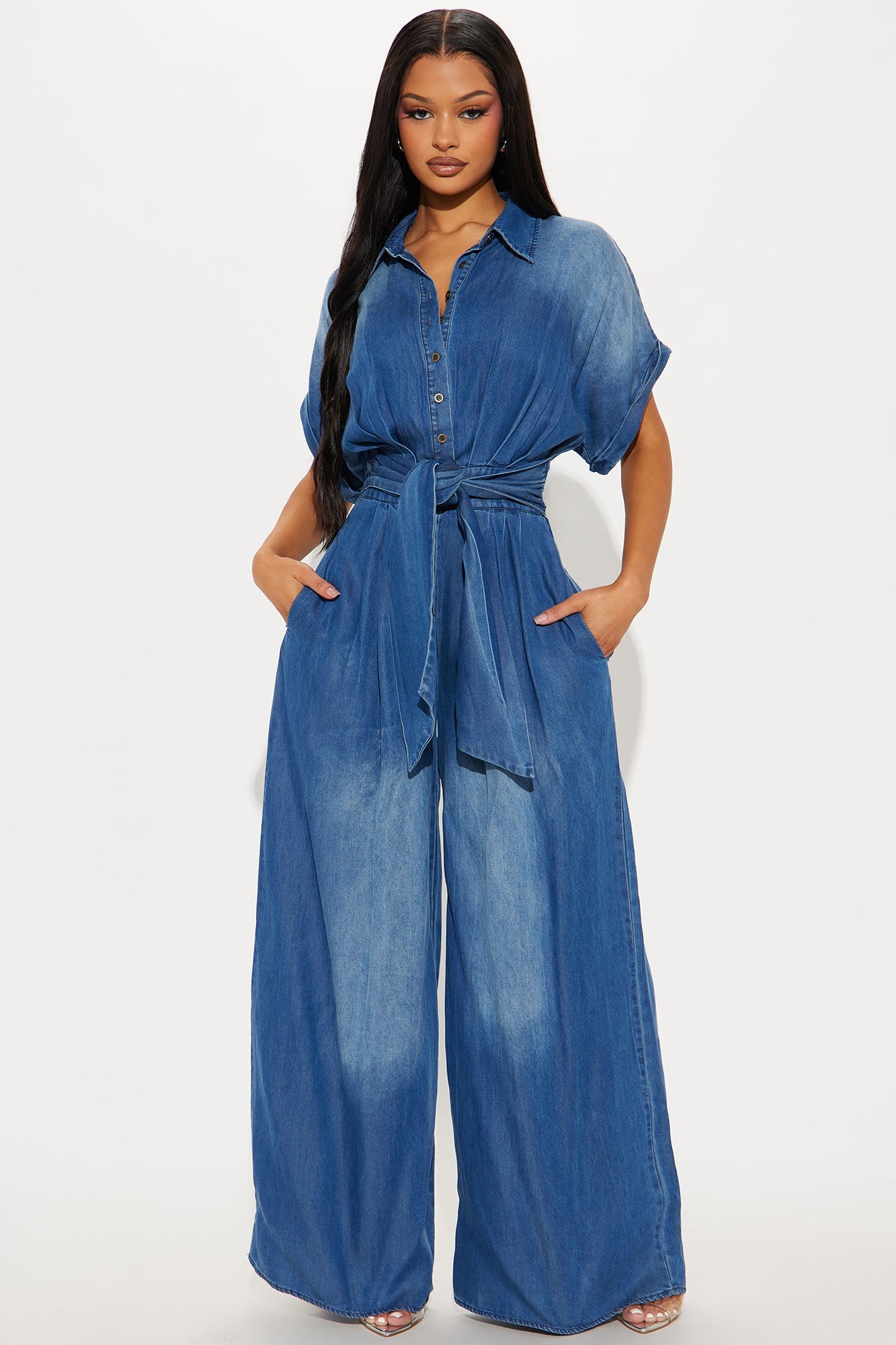 Lorette Chambray Jumpsuit - Medium Wash