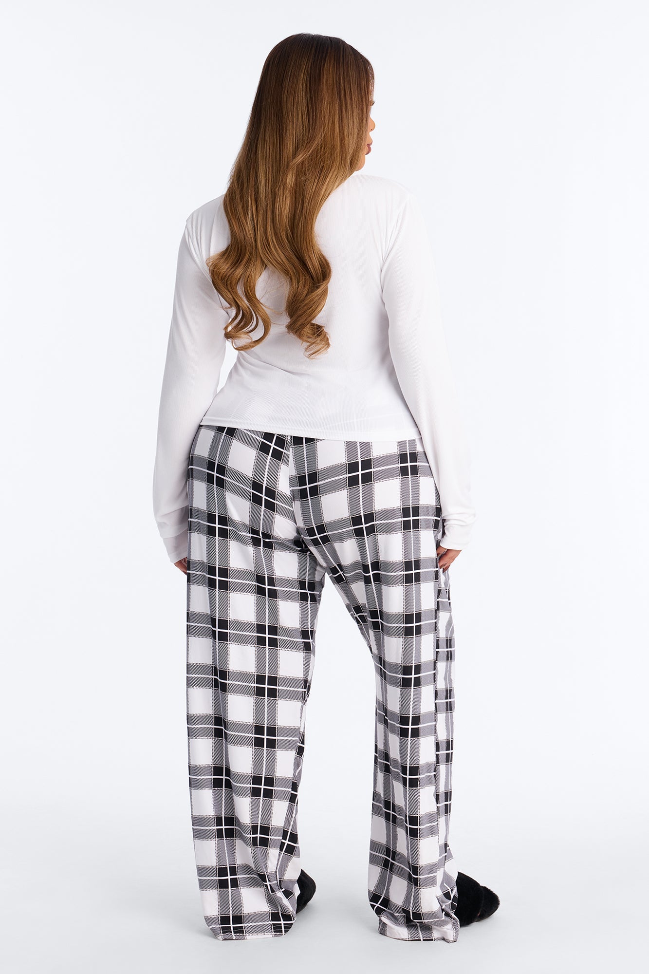 Thinking Of You Long Sleeve PJ Pant Set - White/Black
