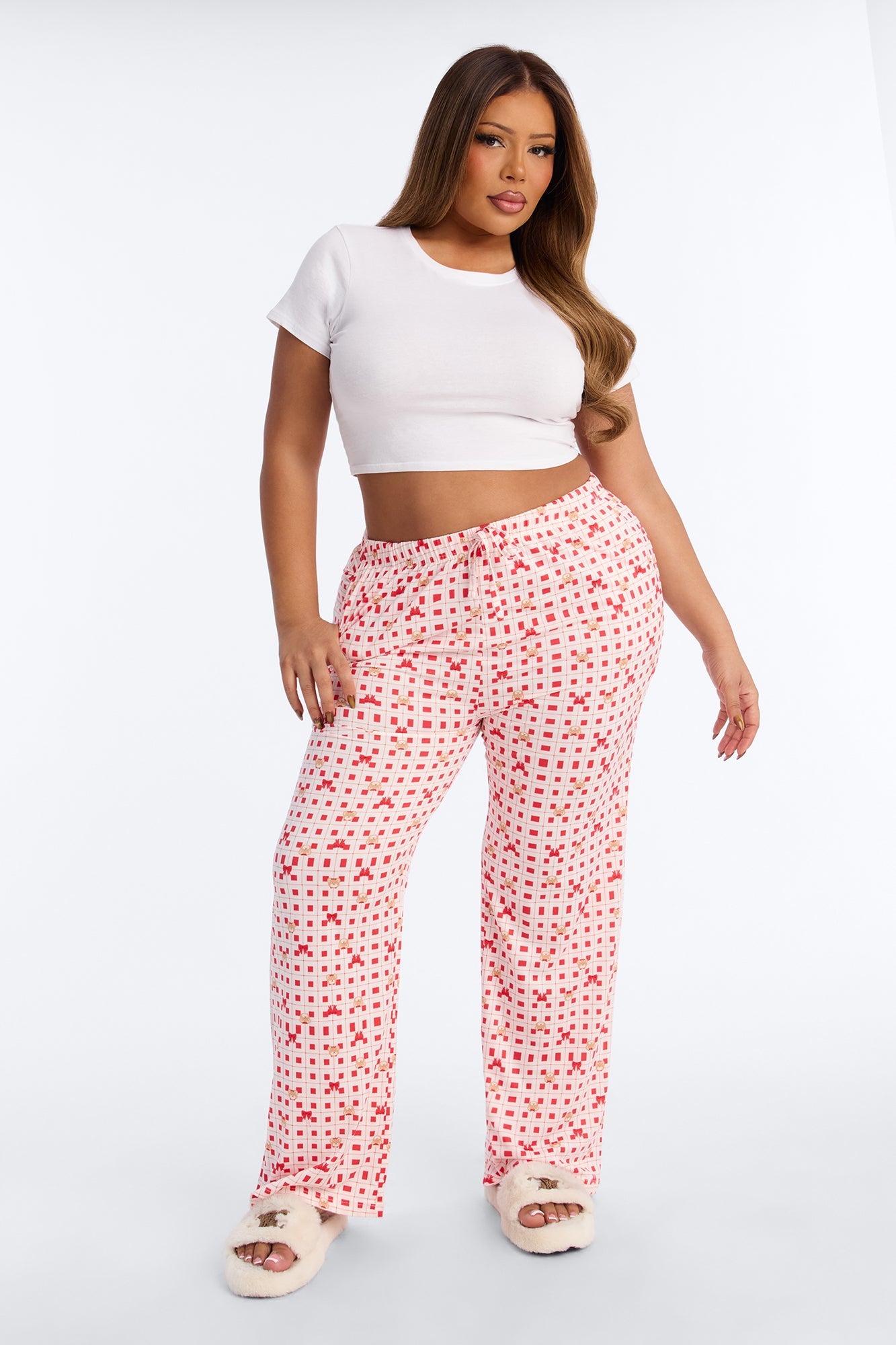 Sweetest Bear PJ Pants - Red/White