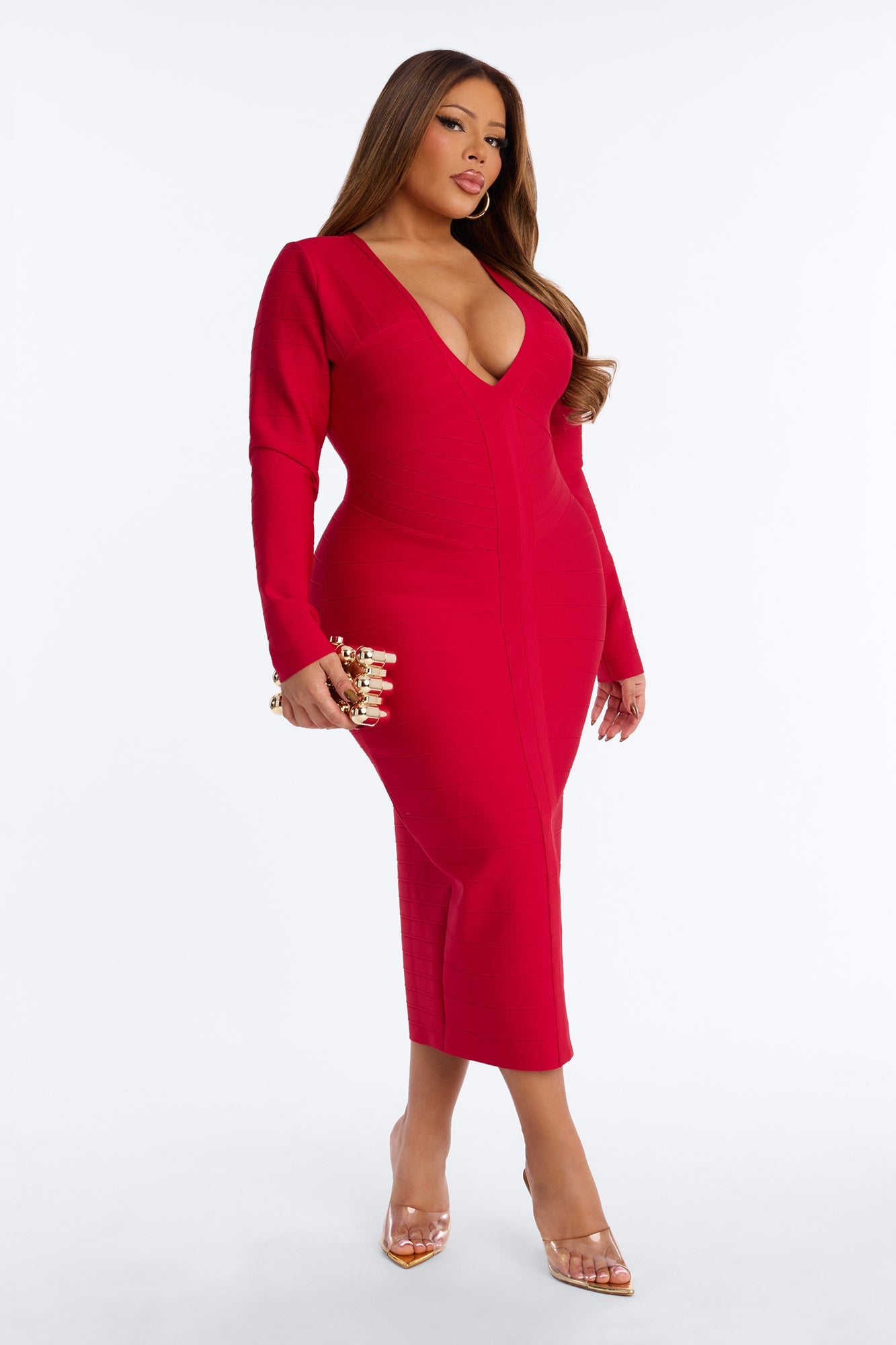 Kaylee Bandage Midi Dress - Red
