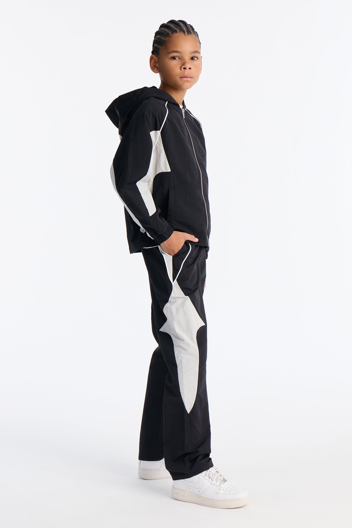 Mini Straight Aura Coded Track Pant - Black