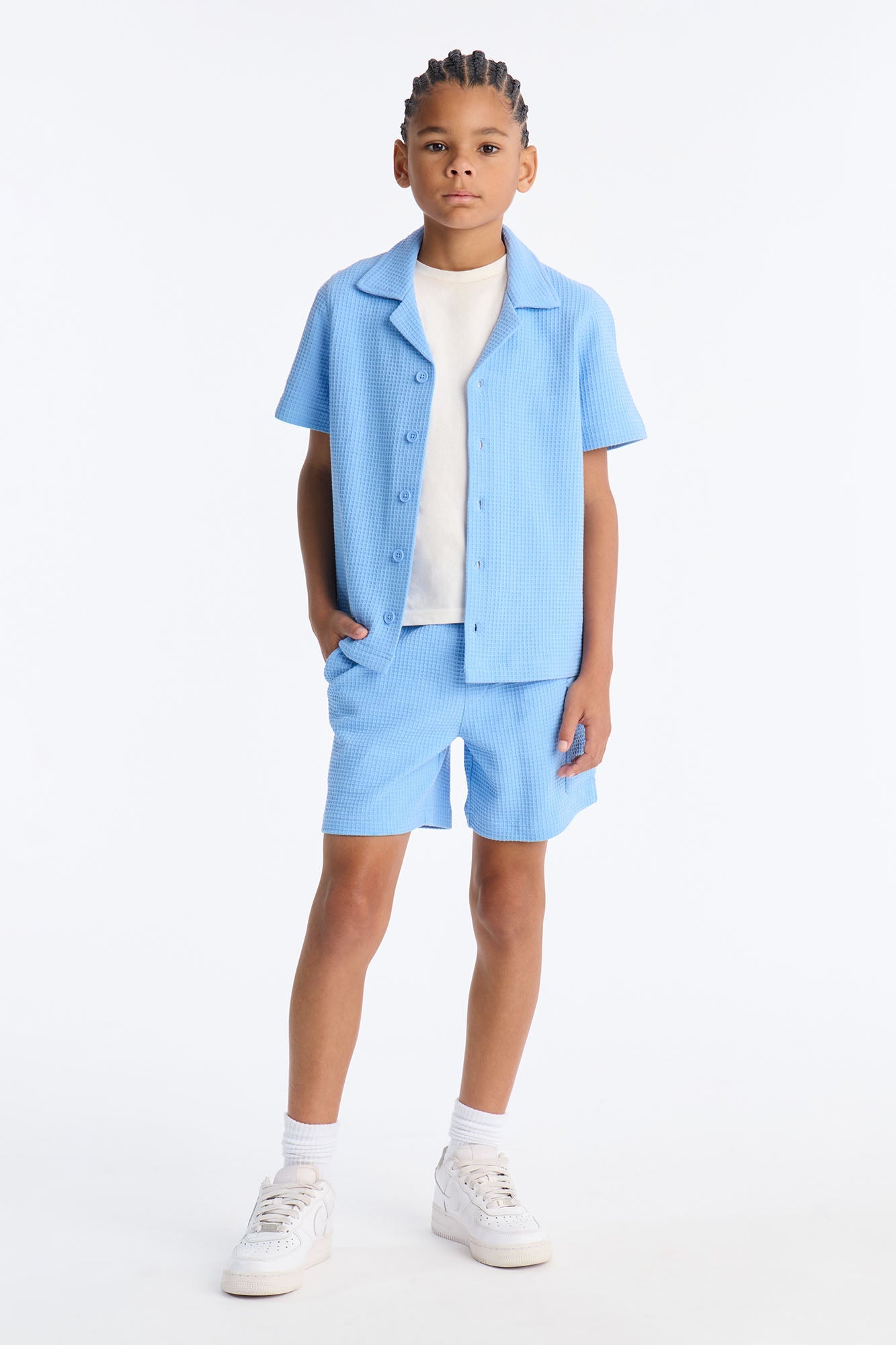 Mini Relaxed Culver City Waffle Knit Short - Light Blue