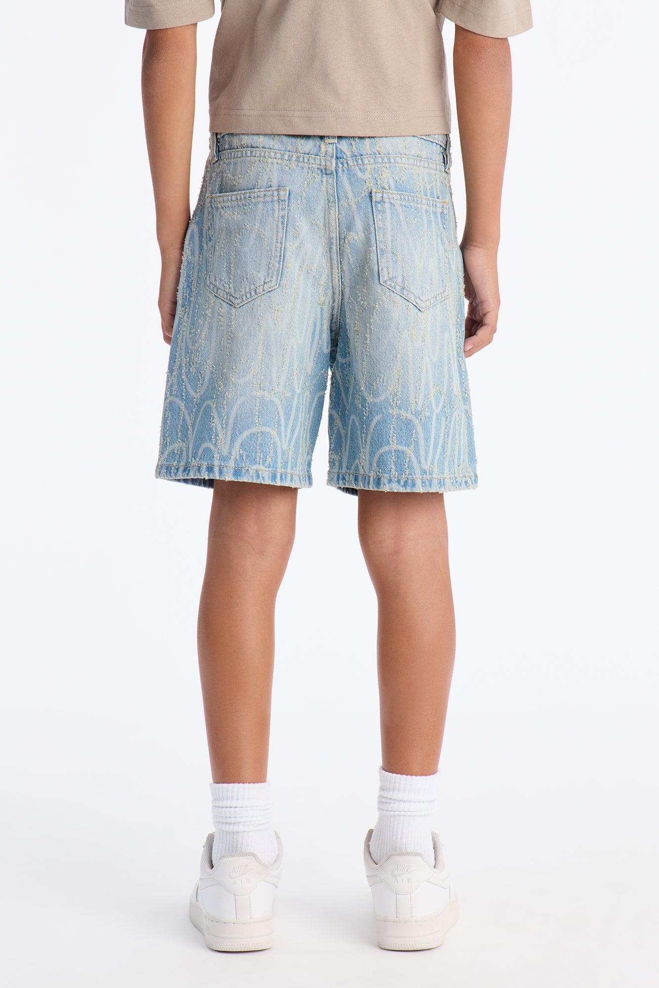 Mini Relaxed Swervin Distressed Denim Short - Light Blue Wash