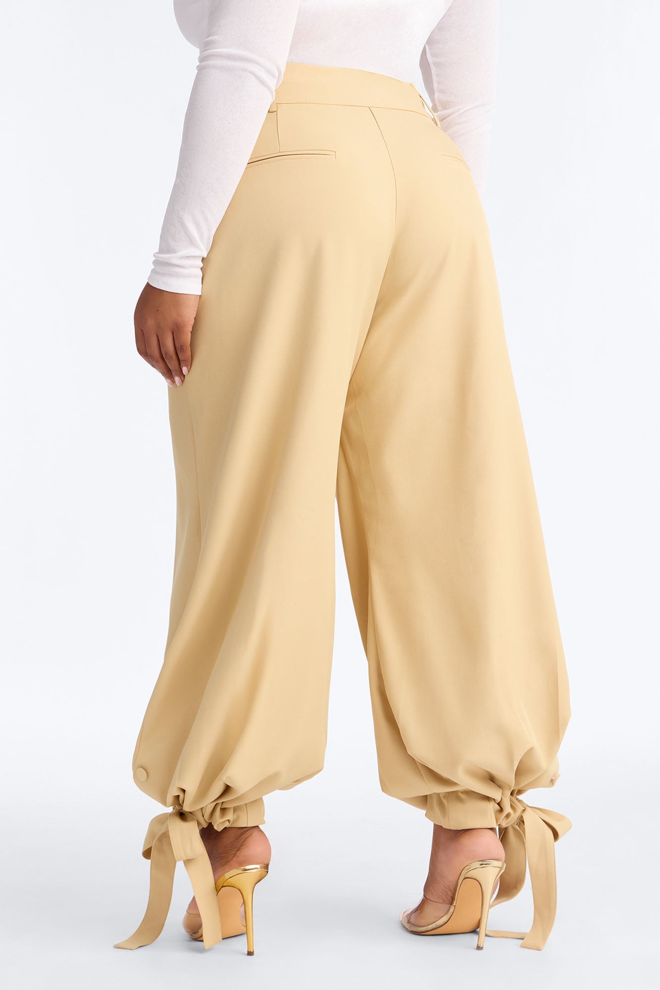 Anastasia Mid Rise Tie Ankle Jogger Pant 30″ - Mustard