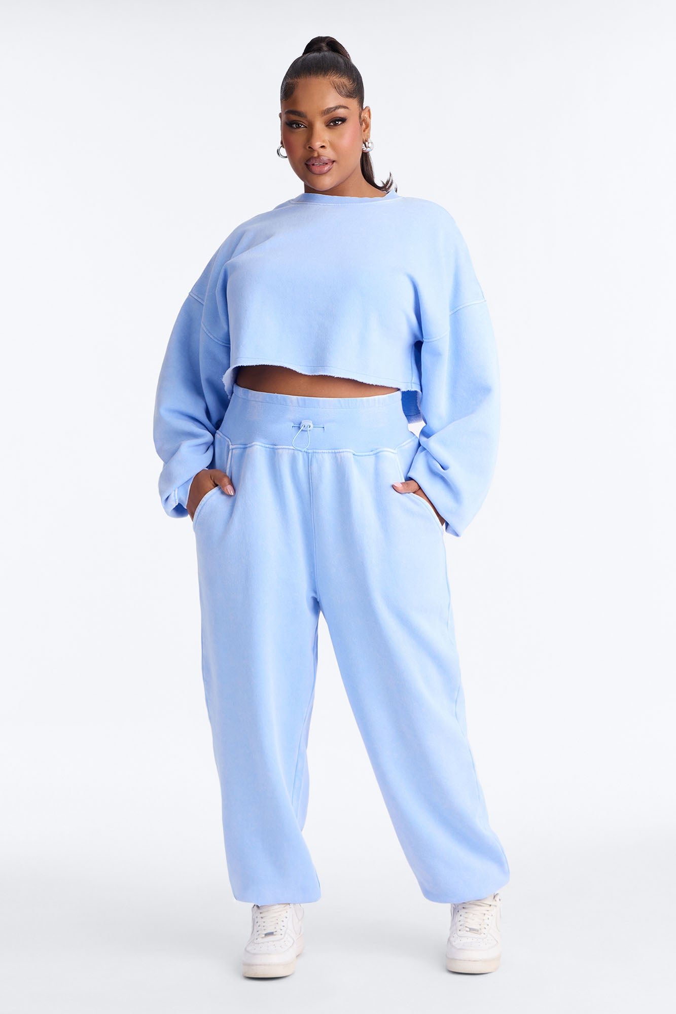 Feeling Good Fleece Jogger Set - Light Blue