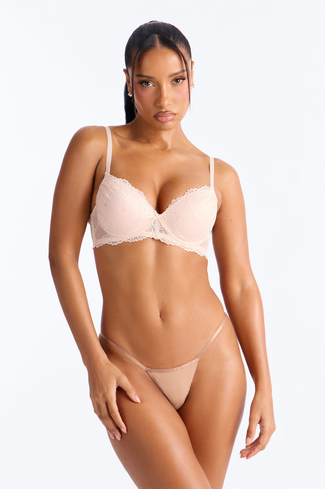 Daily Lover Lace Demi Extreme Push Up Bra - Peach