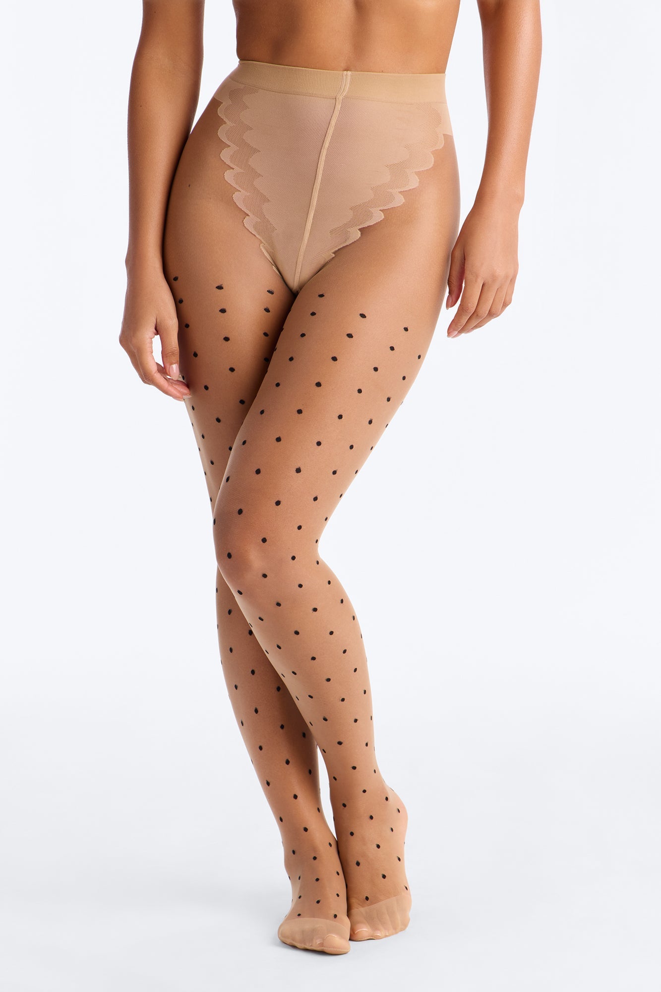 Amy Polka Dot Tights - Nude/combo