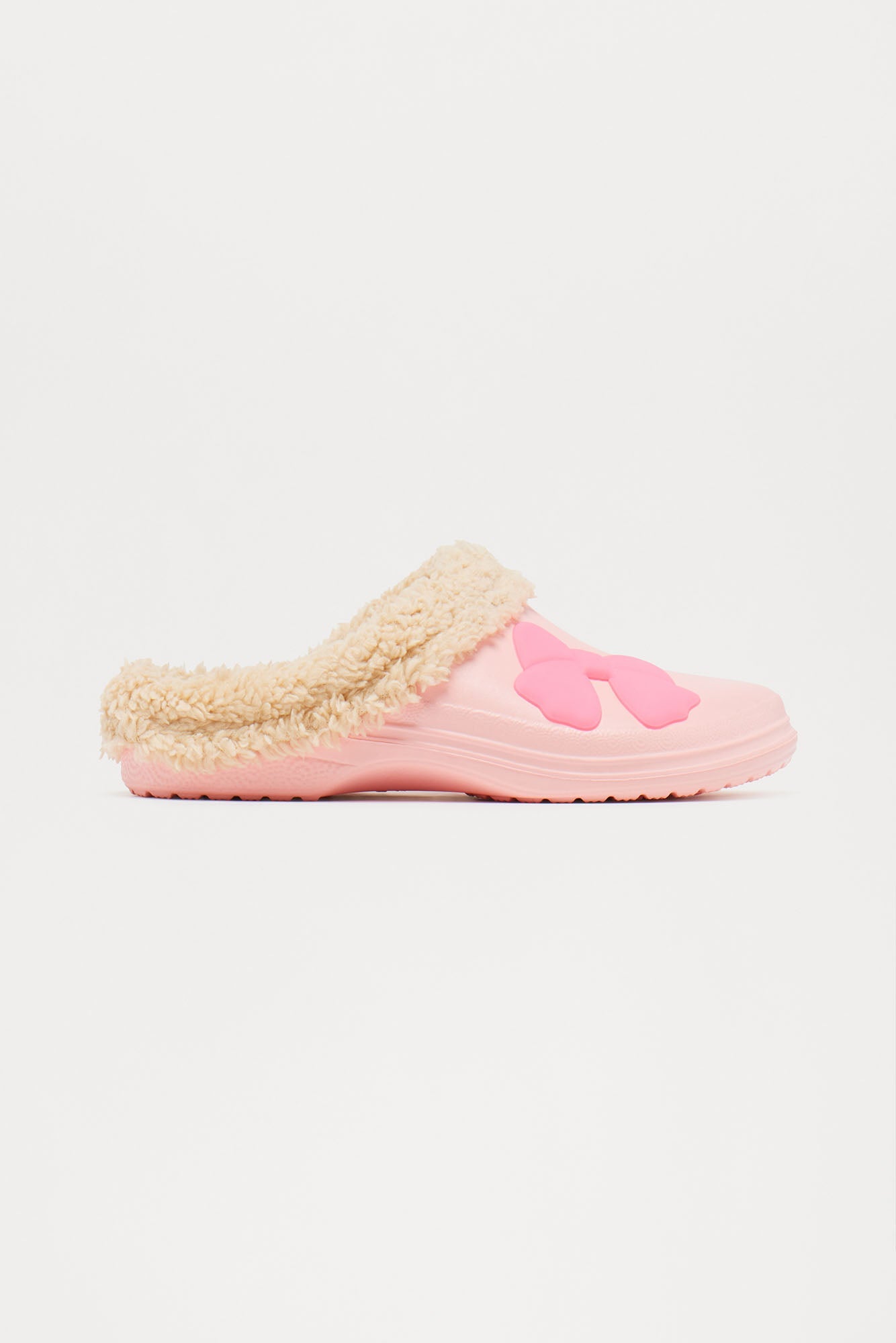 Mini Cozy Bow Fur Lined Slipper - Light Pink
