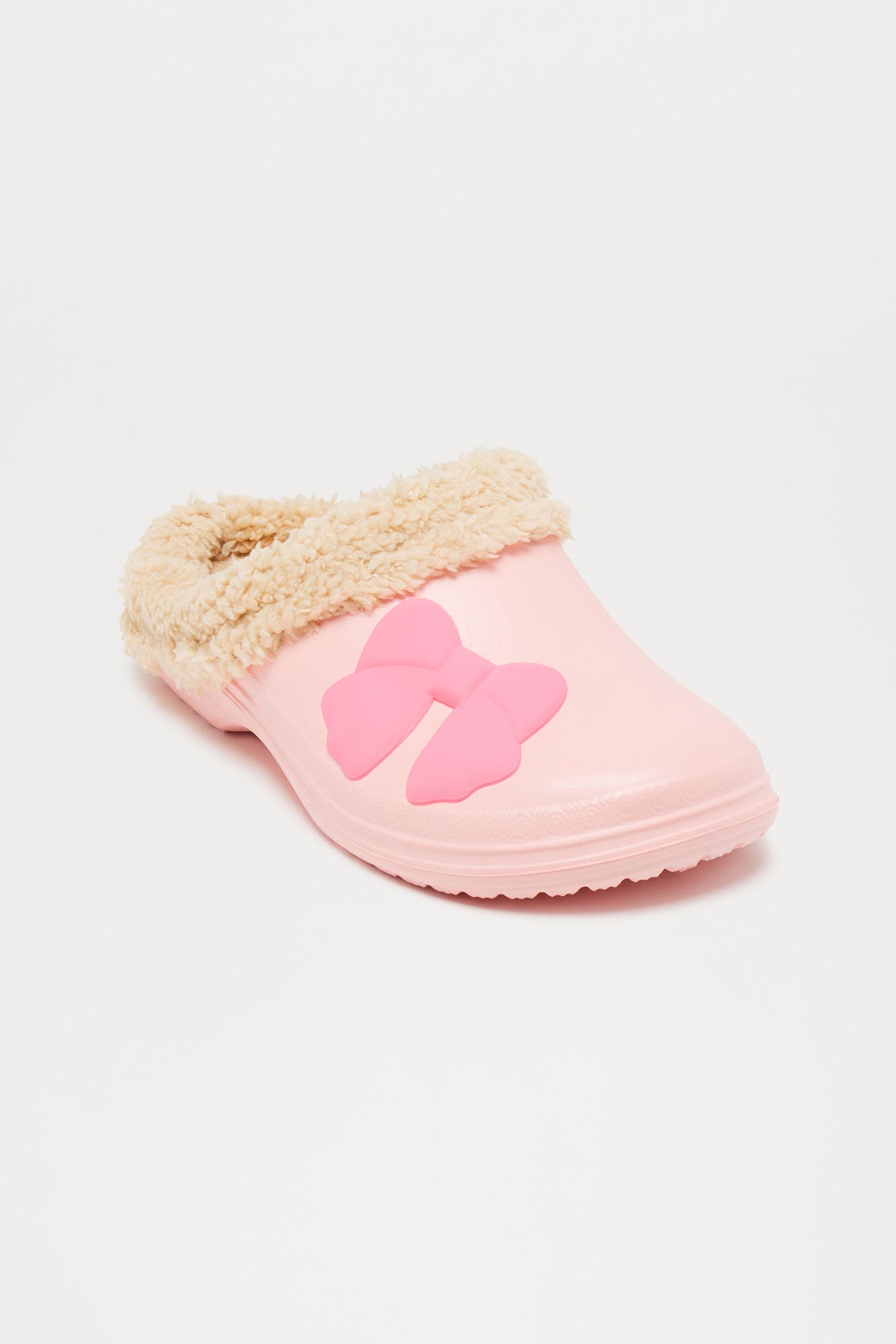 Mini Cozy Bow Fur Lined Slipper - Light Pink
