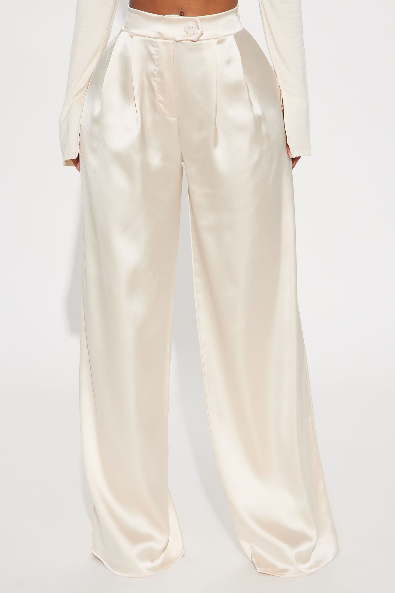 Tone It Down Satin Trouser - Cream