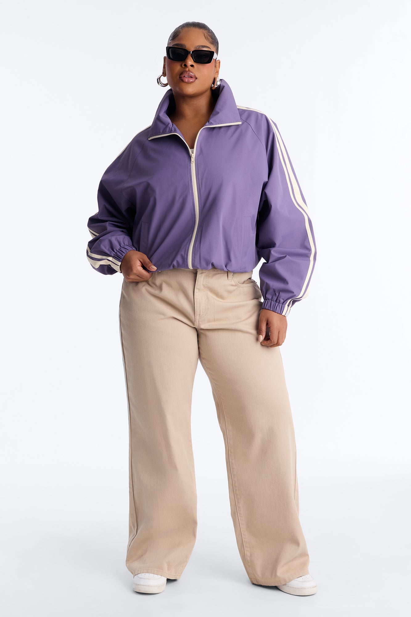 Trackstar Contrast Windbreaker Jacket - Lavender/combo