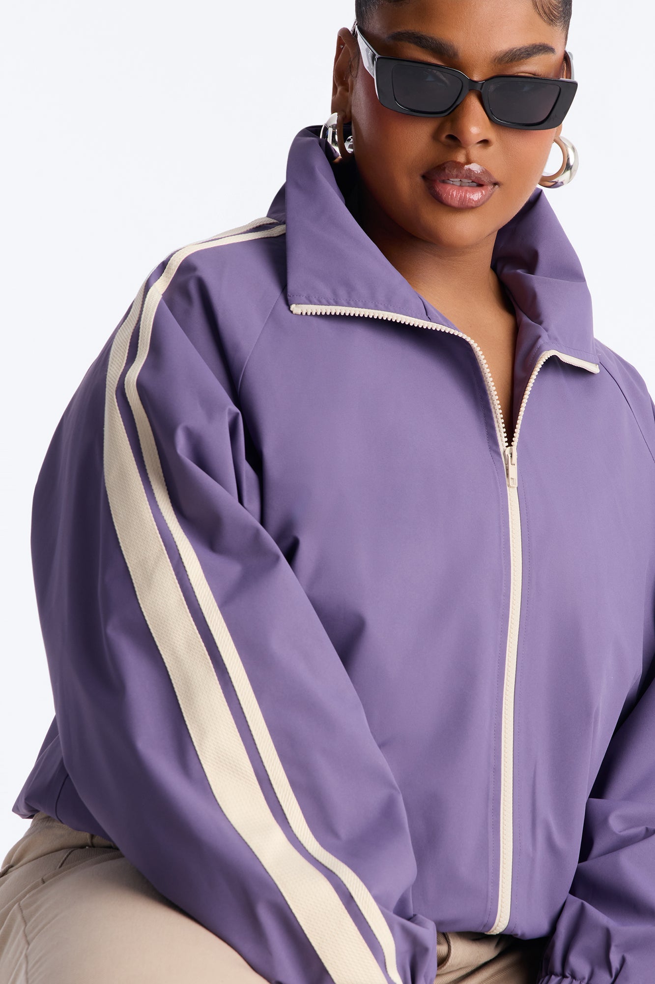 Trackstar Contrast Windbreaker Jacket - Lavender/combo