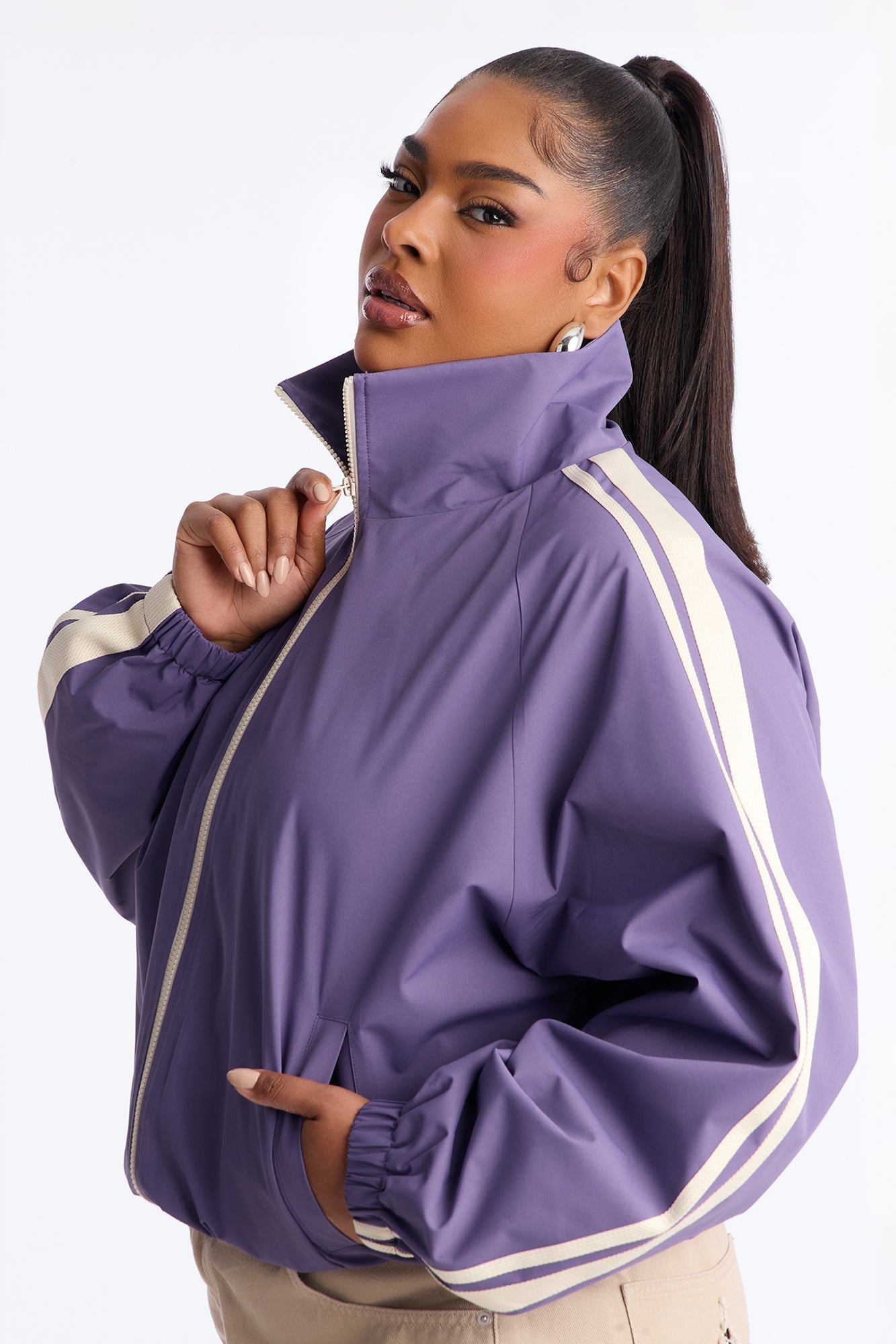 Trackstar Contrast Windbreaker Jacket - Lavender/combo