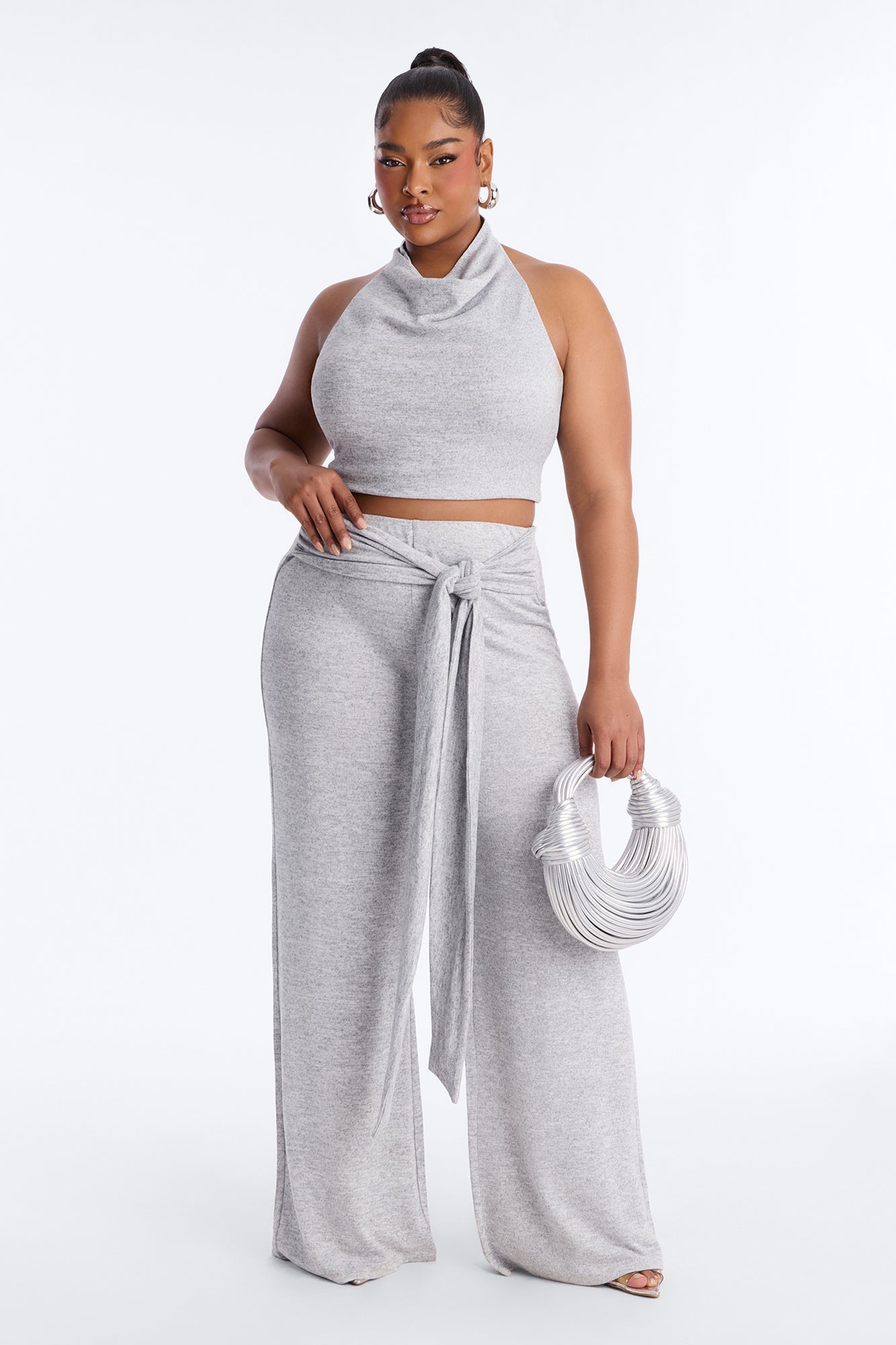 Hannah Halter Top Pant Set - Grey