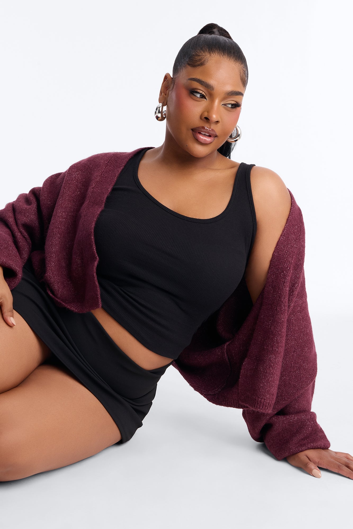 Made For Me Open Front Cardigan - Burgundy