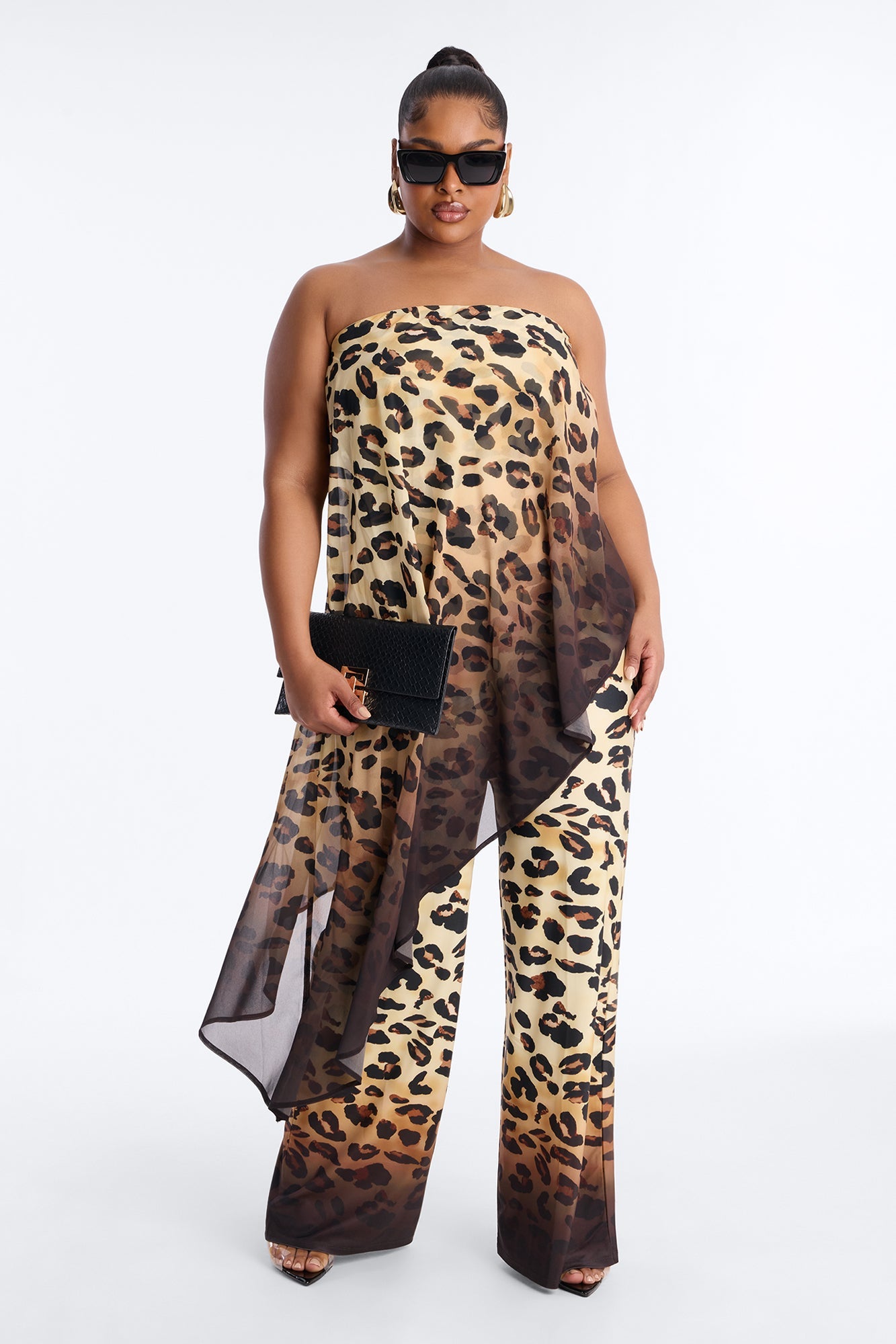 Ariana Leopard Strapless Jumpsuit - Leopard