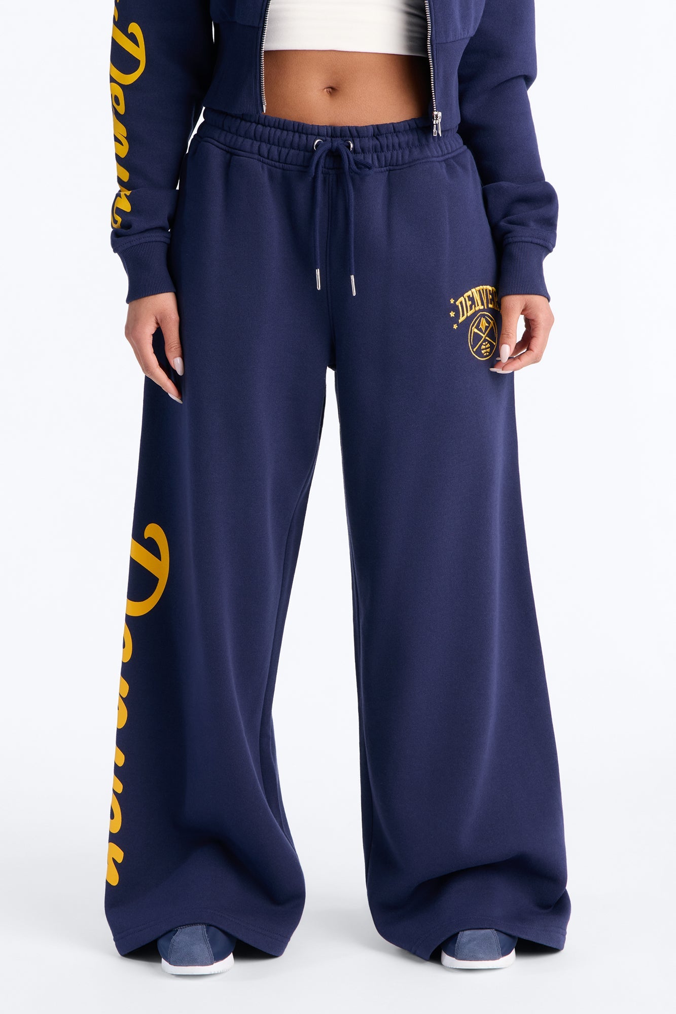 NBA Denver Nuggets Fleece Wide Leg Pants - Navy