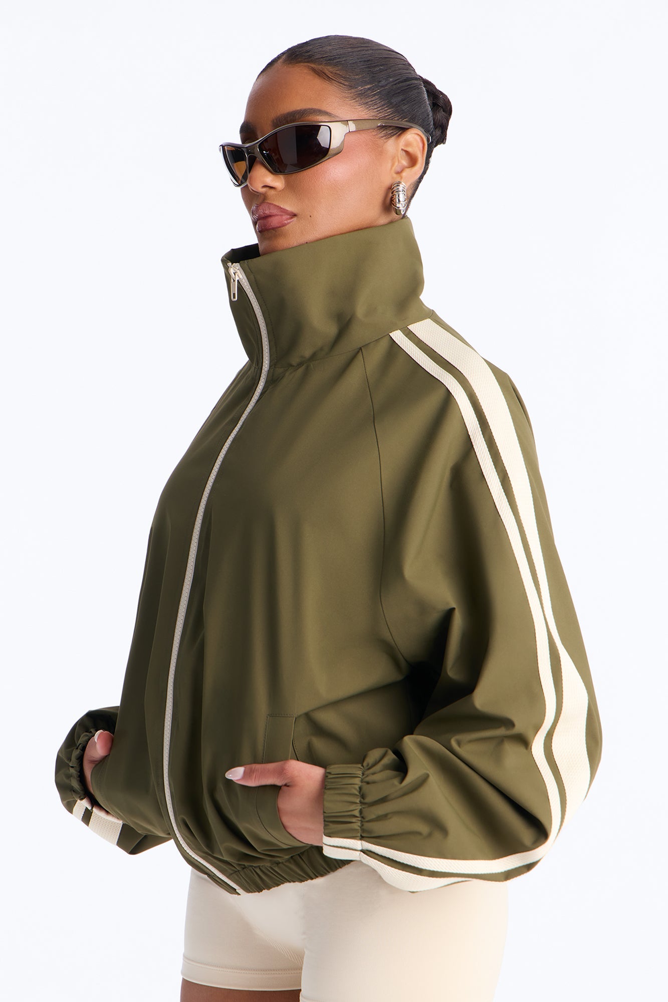 Trackstar Contrast Windbreaker Jacket - Green/combo