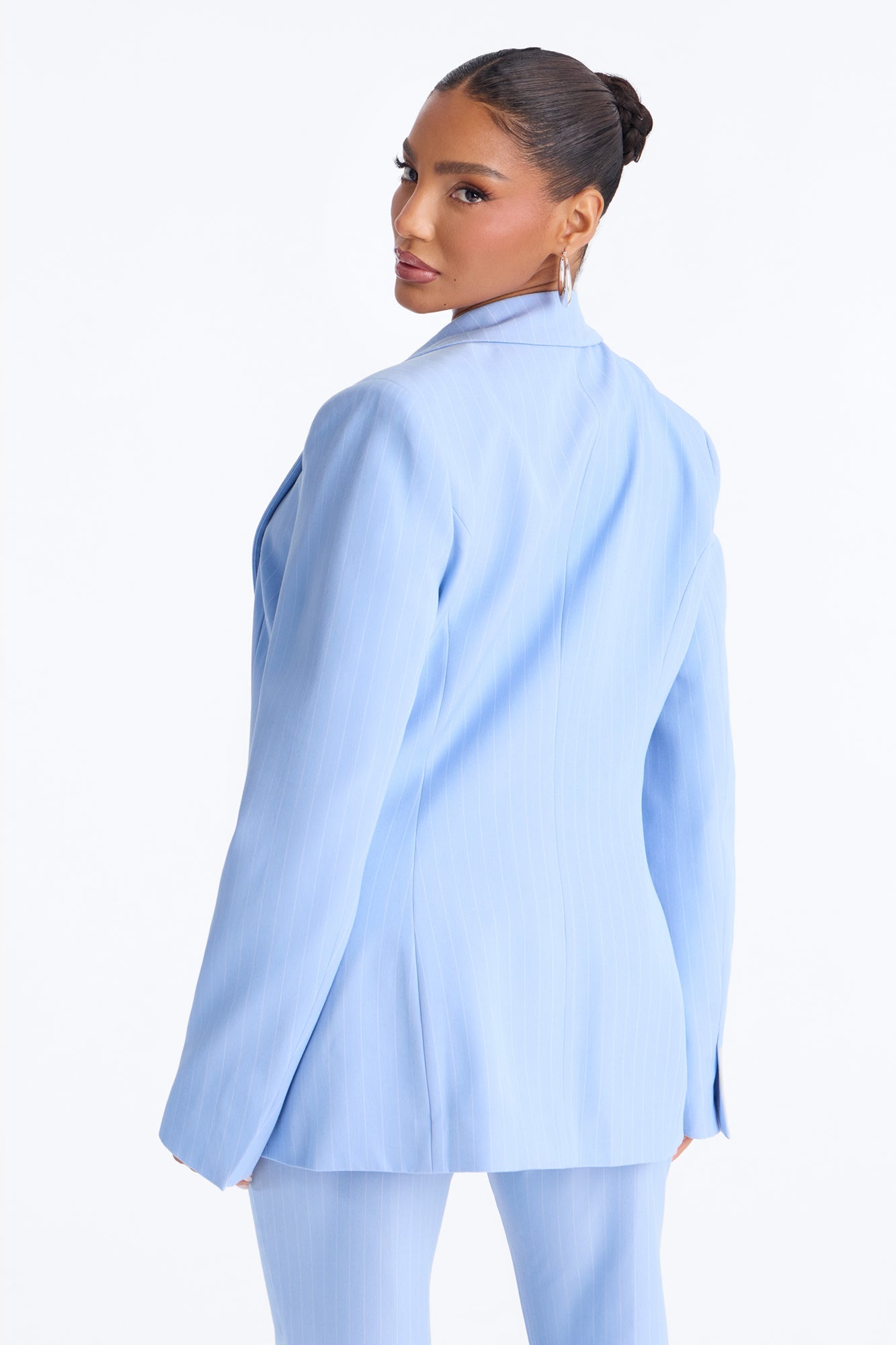 Steal The Show Pinstripe Blazer - Blue