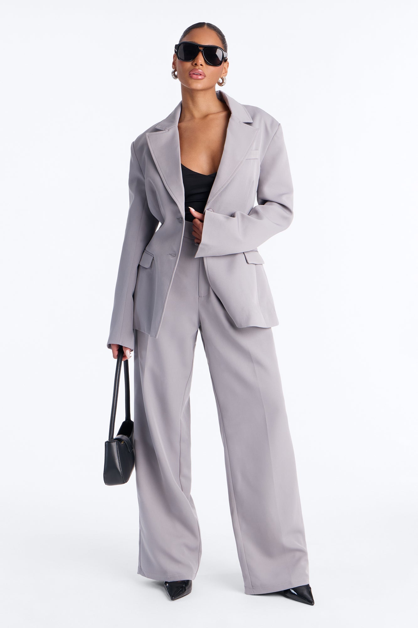 Kendall Hourglass Fitted Blazer - Grey
