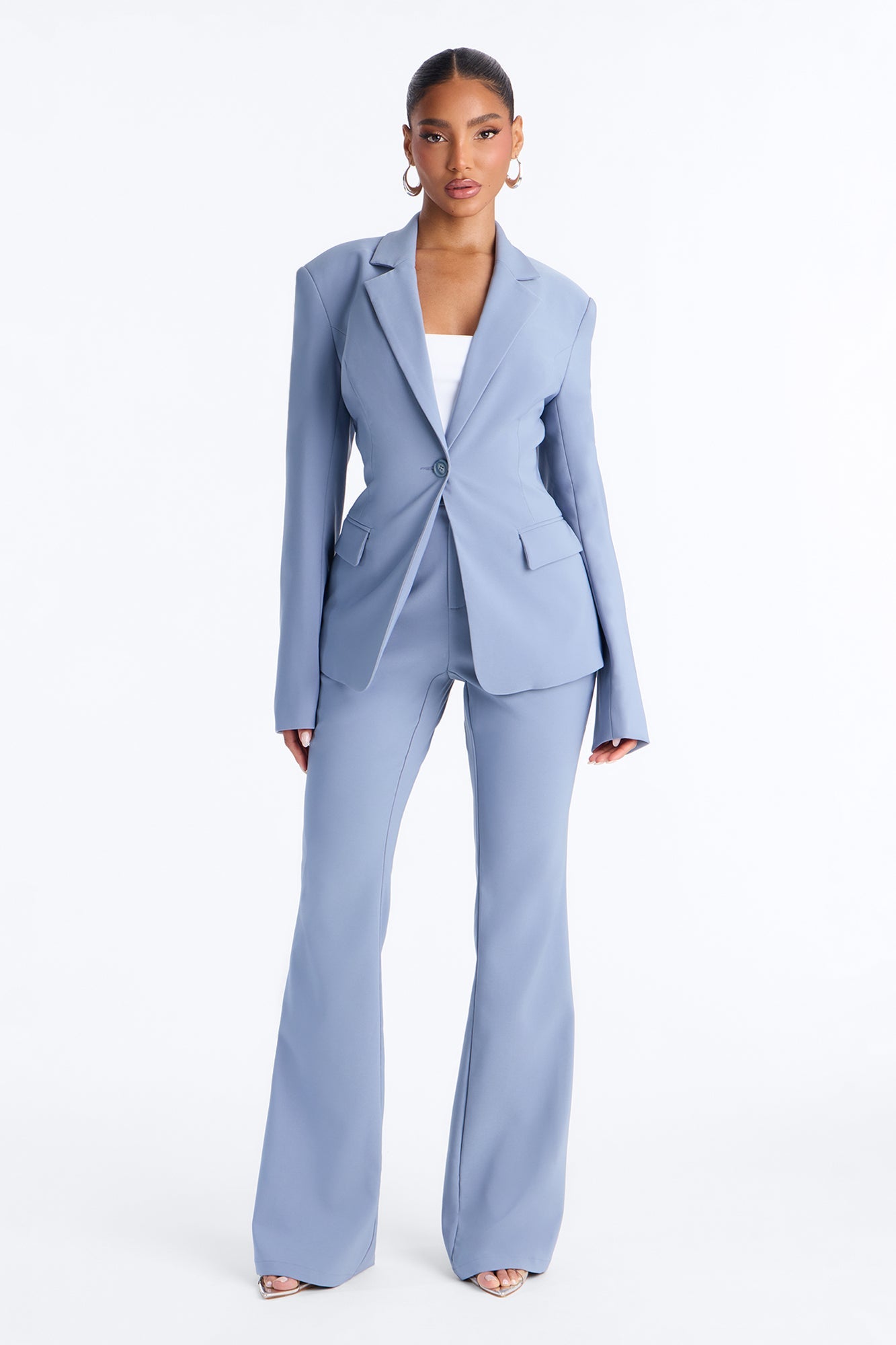 Marly Blazer Pant Set - Dusty Blue