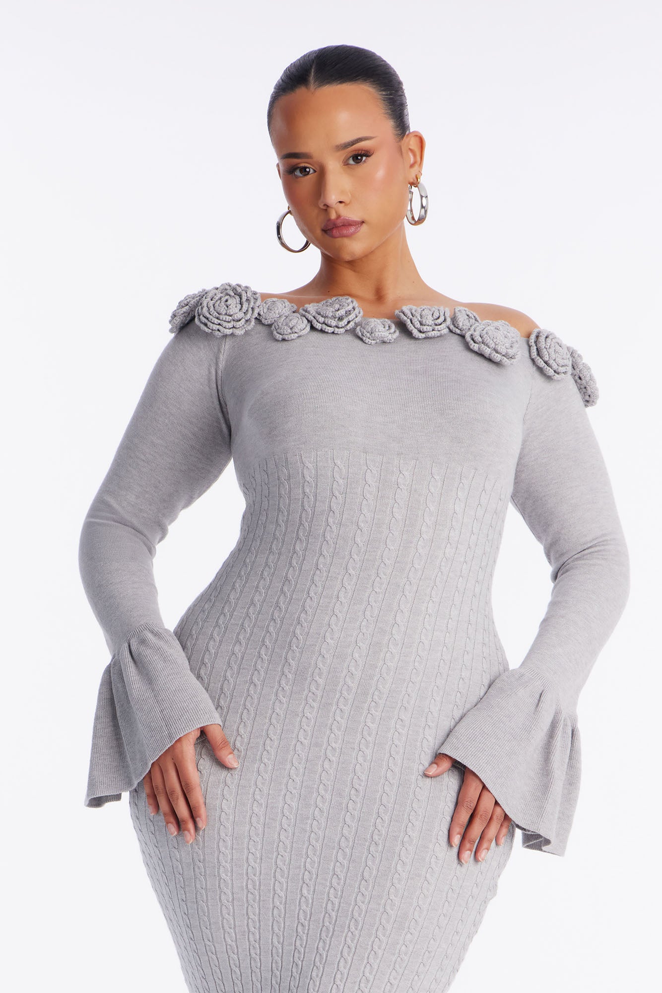 Keep It Cute Sweater Maxi Dress - Heather Grey