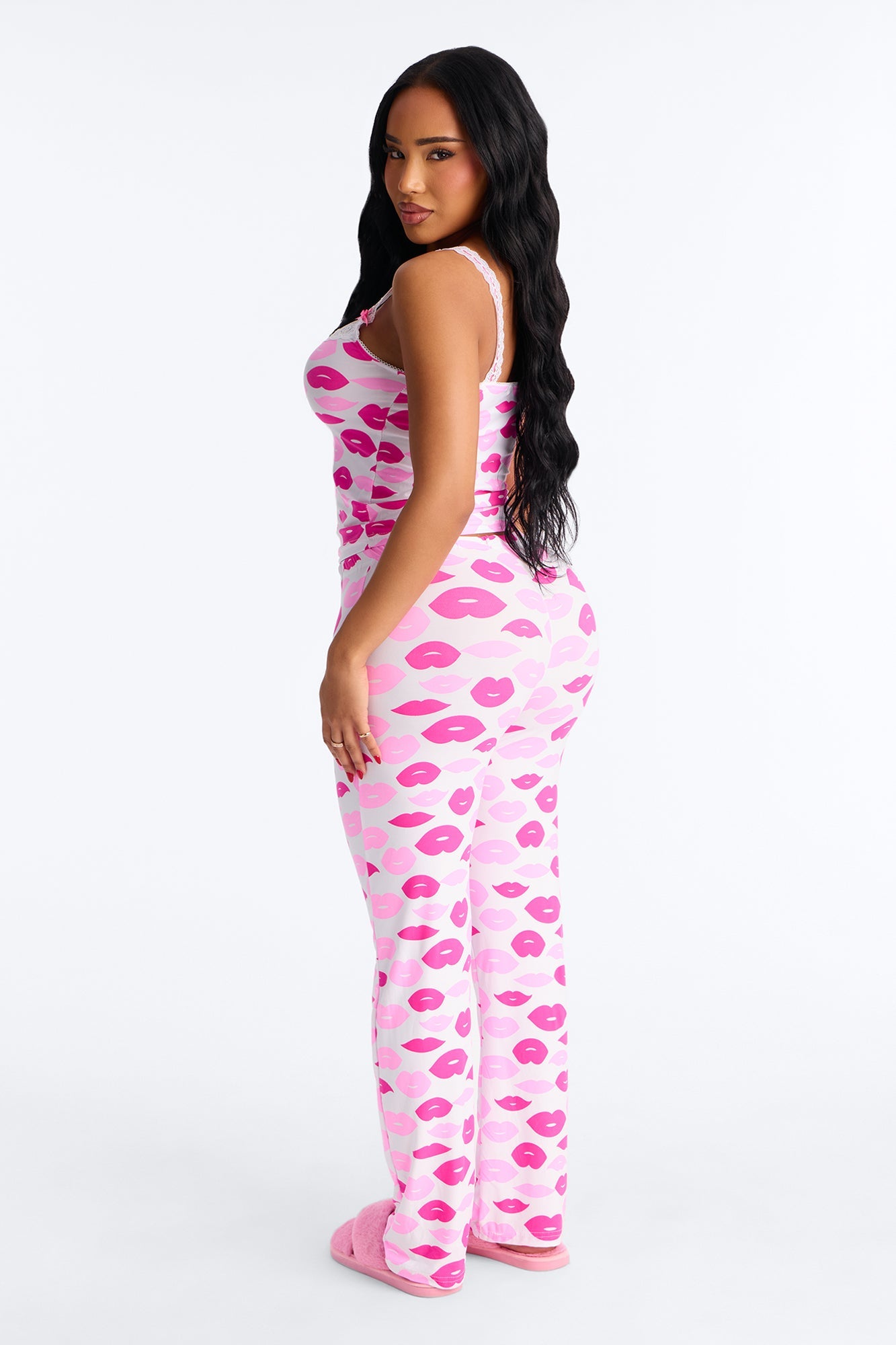 Kissing You Cami PJ Pant Set - Hot Pink/combo