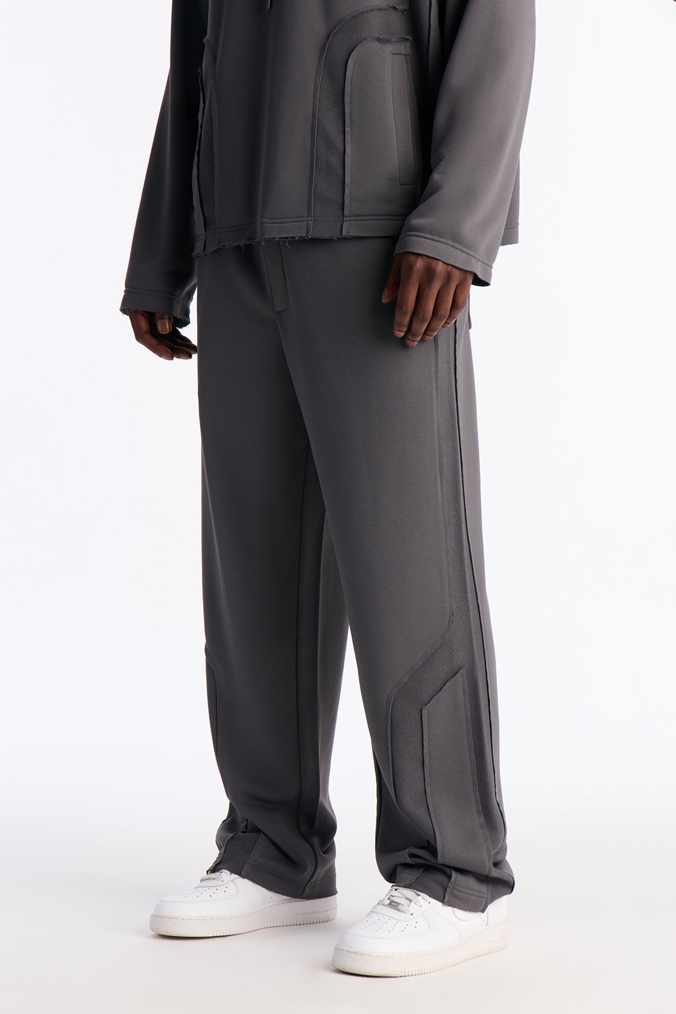 Inside Out Panels Straight Sweatpants - Dark Grey