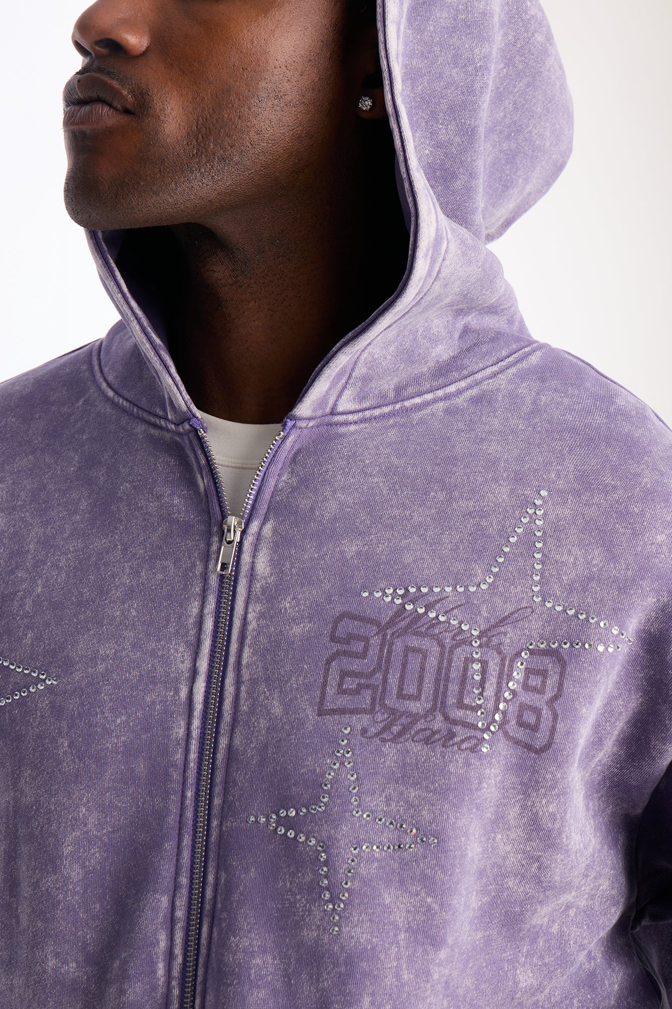 MVP Rhinestone Zip Hoodie - Lavender