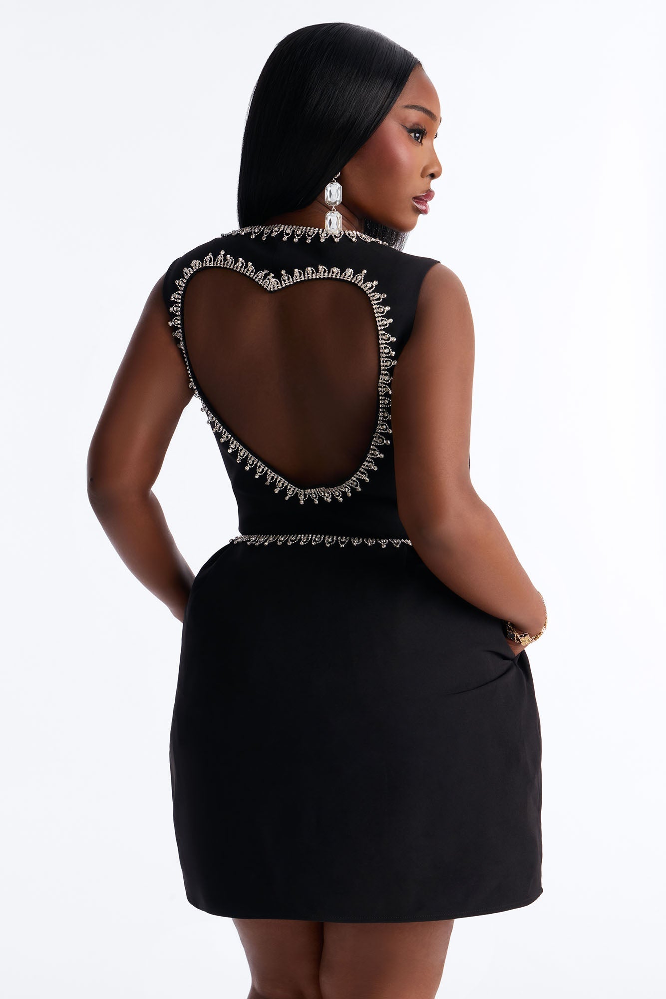 Adore Me Heart Cut Out Mini Dress - Black
