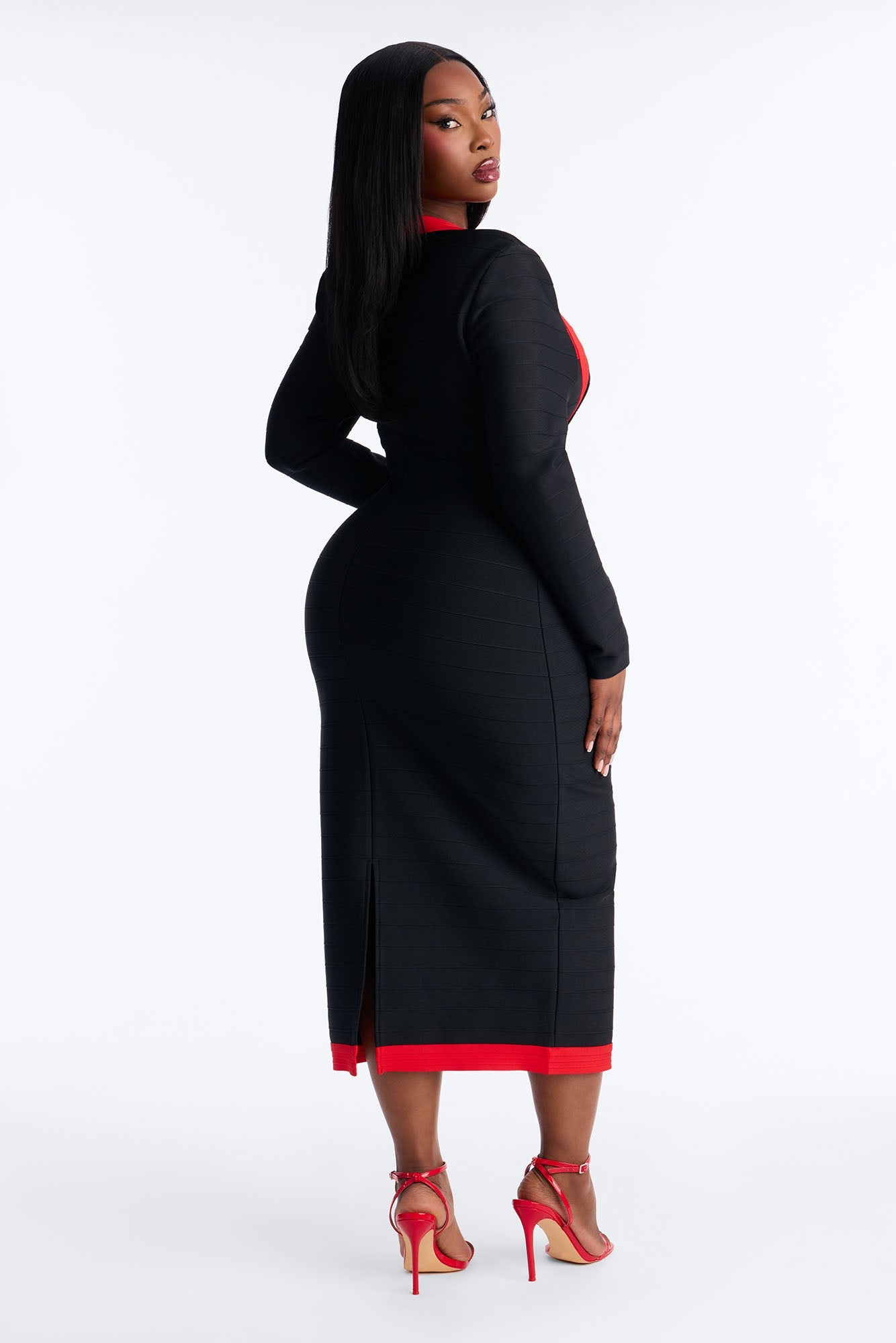 Cupids Pick Bandage Midi Dress - Black/Red