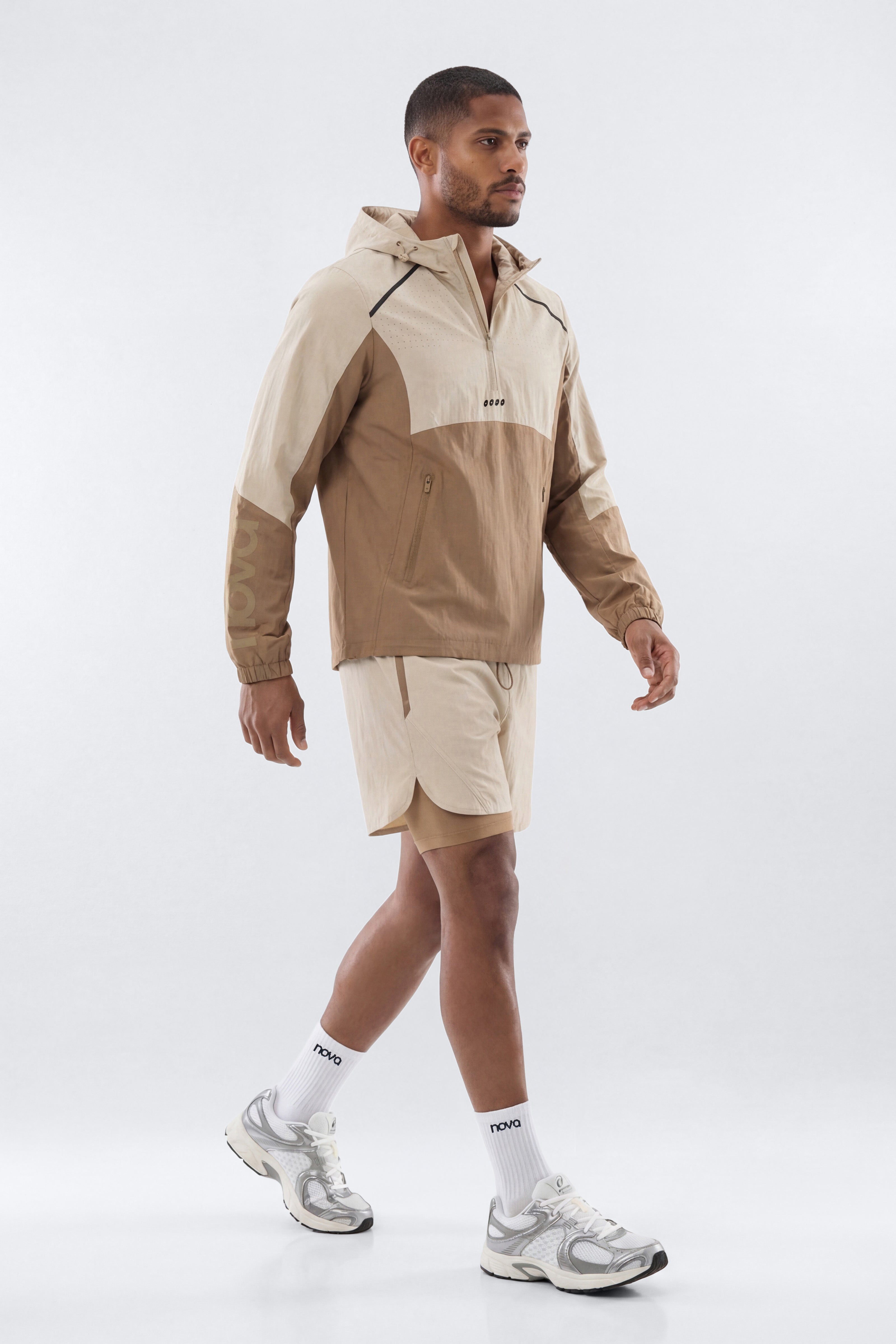 ProRipStop Hooded Half Zip Jacket - Taupe/combo