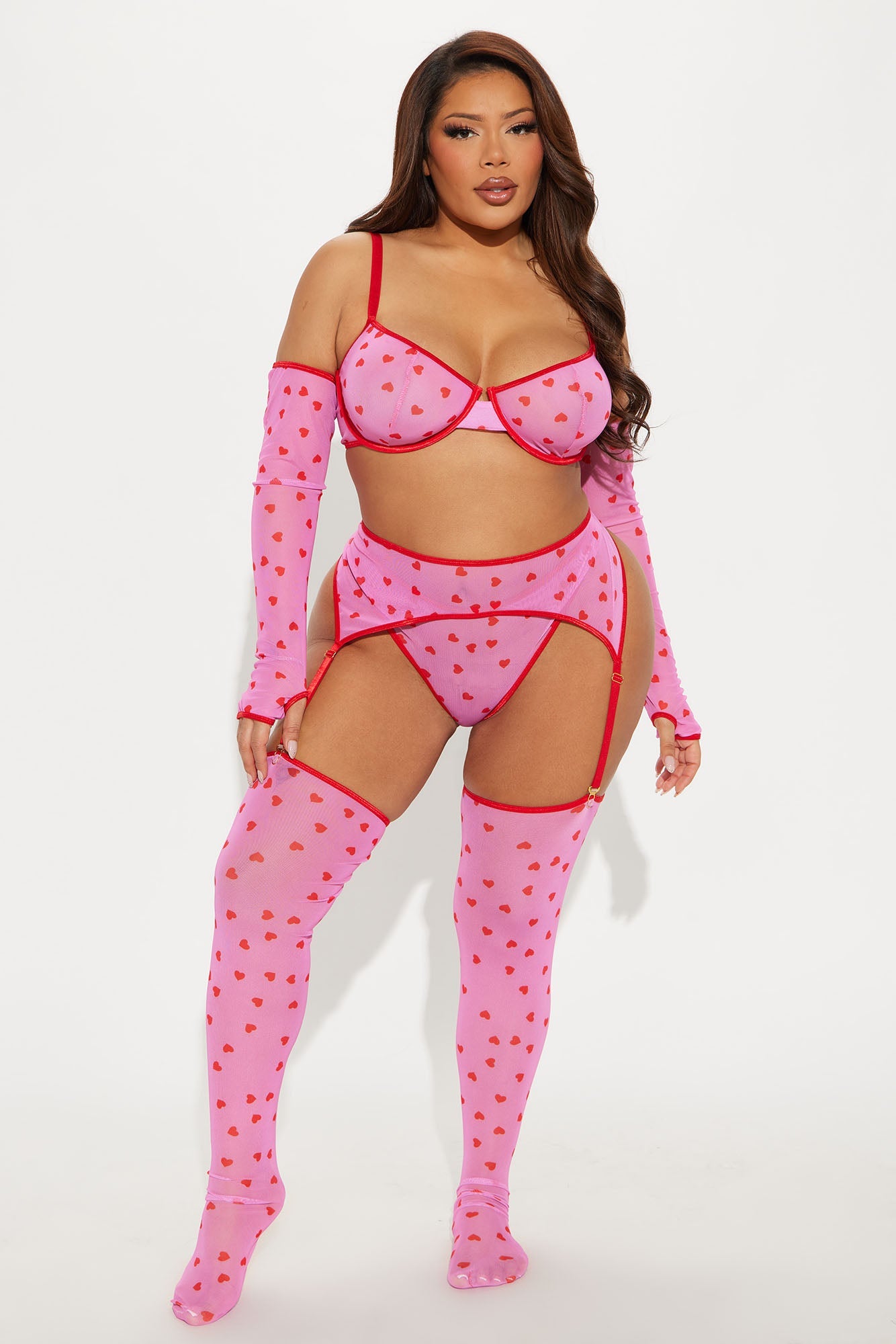 Sarah Heart Throb Mesh 5 Piece Set - Pink/combo