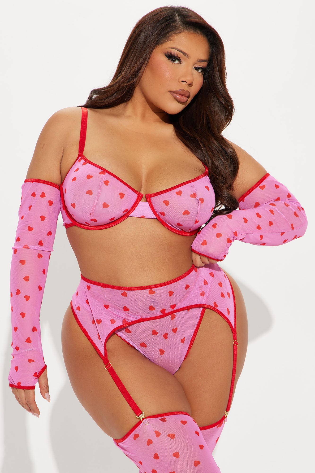 Sarah Heart Throb Mesh 5 Piece Set - Pink/combo