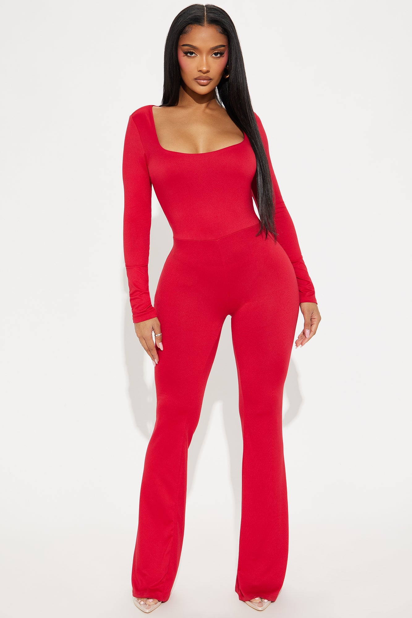 Squeeze Me Jumpsuit - Red