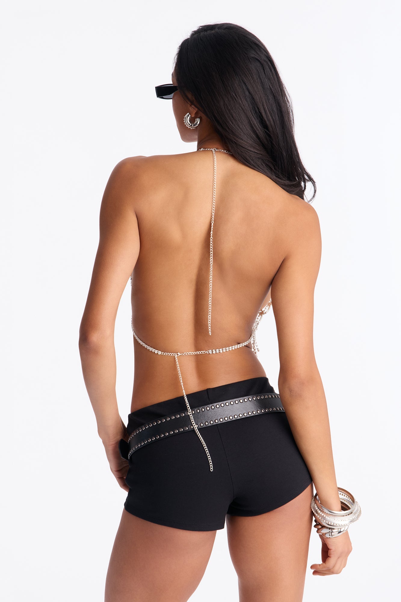 Forever Shining Rhinestone Festival Bra Top - Silver