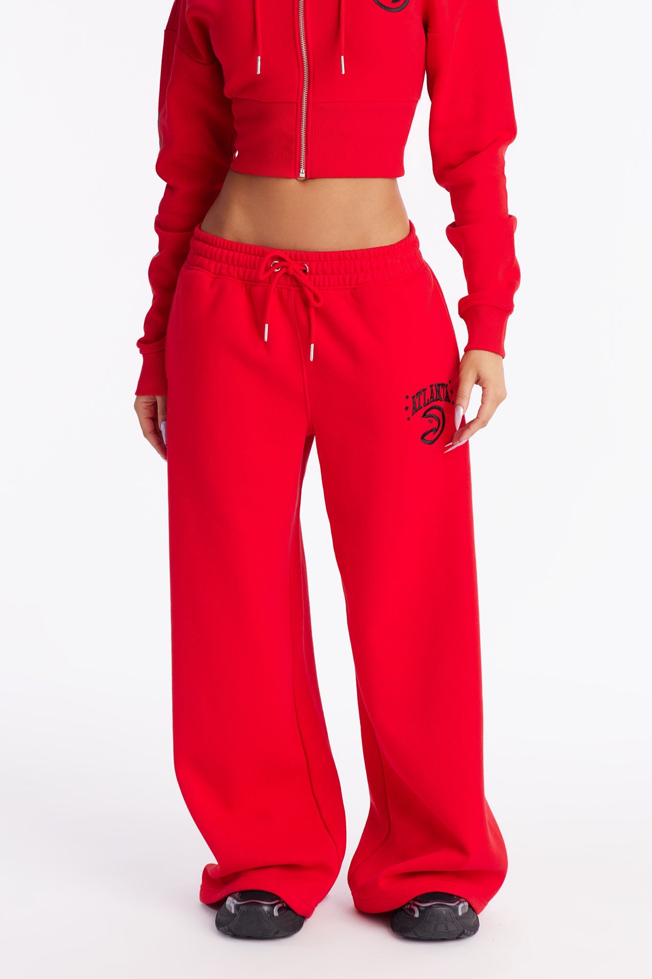 NBA Atlanta Hawks Fleece Wide Leg Pants - Red