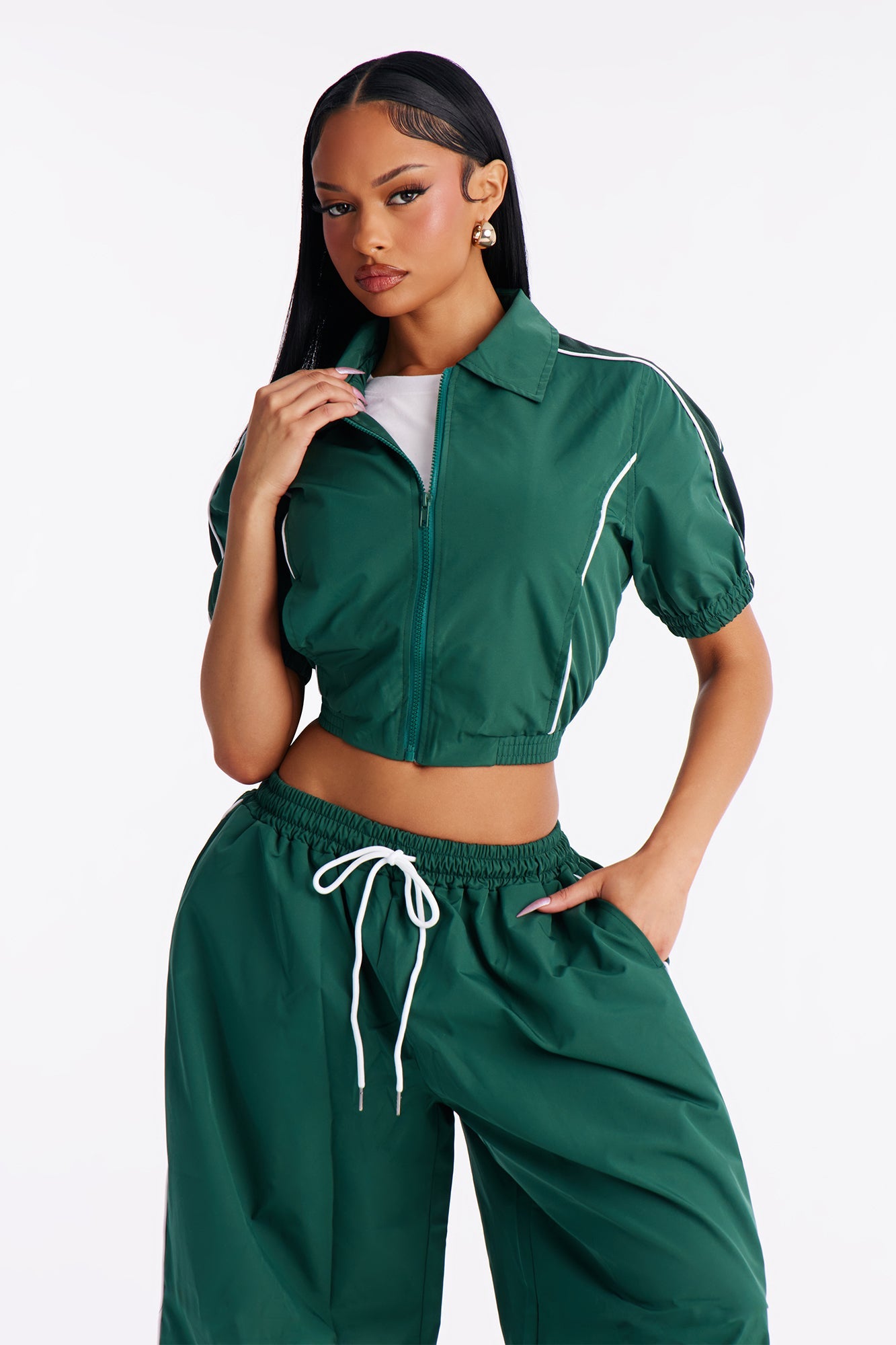 Taeryn Windbreaker Pant Set - Green