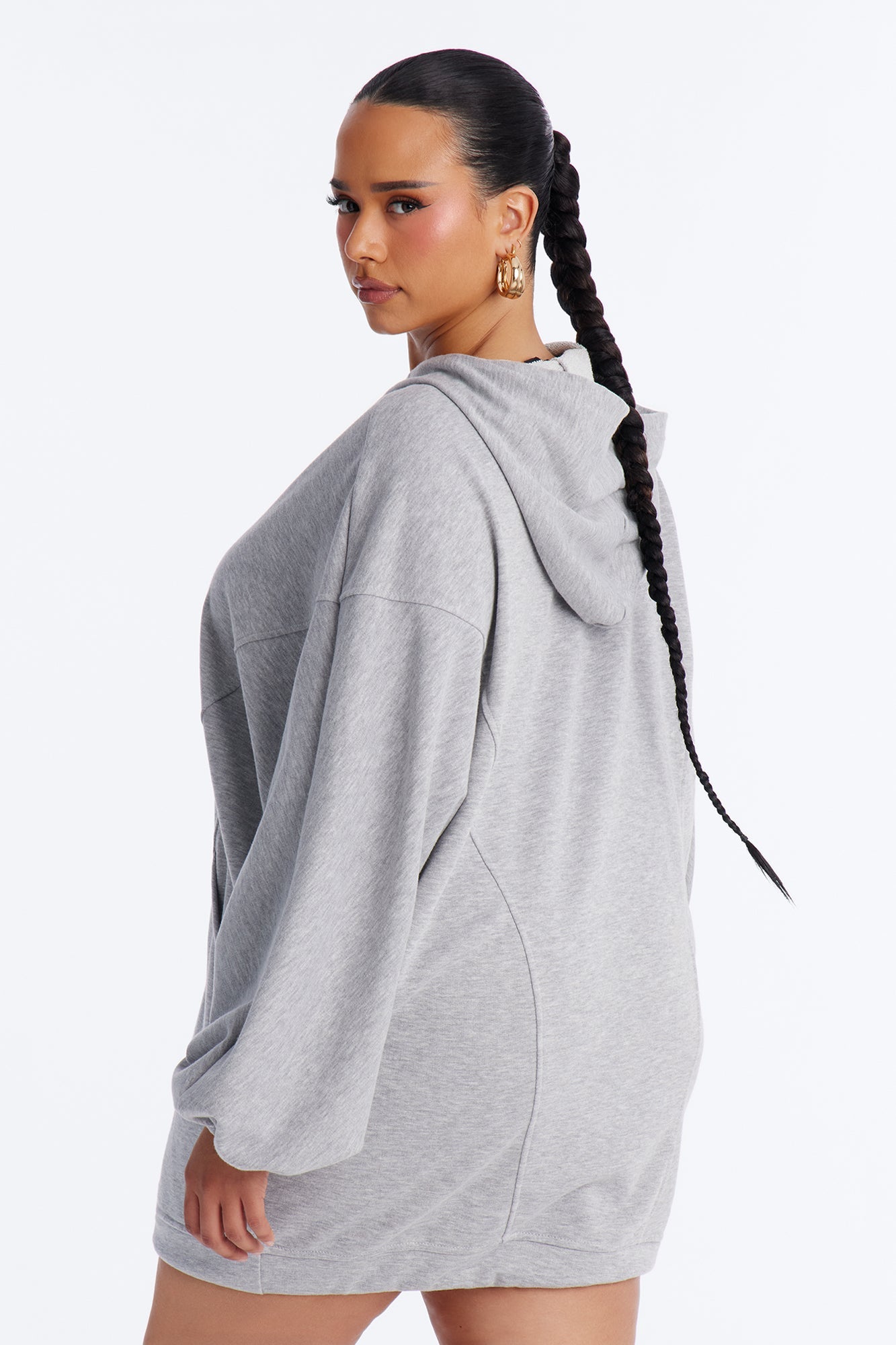 Run This Town Hoodie Sweatshirt Mini Dress - Heather Grey