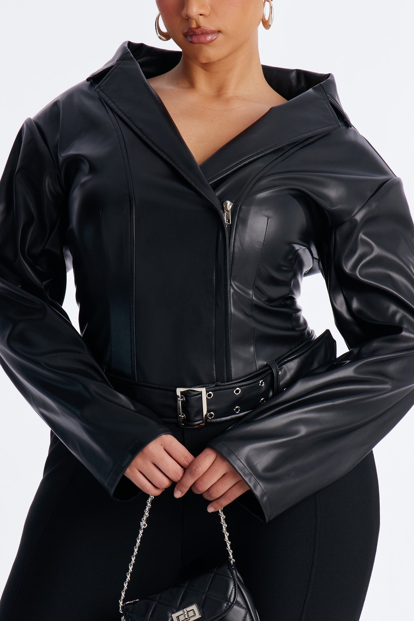 Run The Streets Bandage Moto Jumpsuit - Black