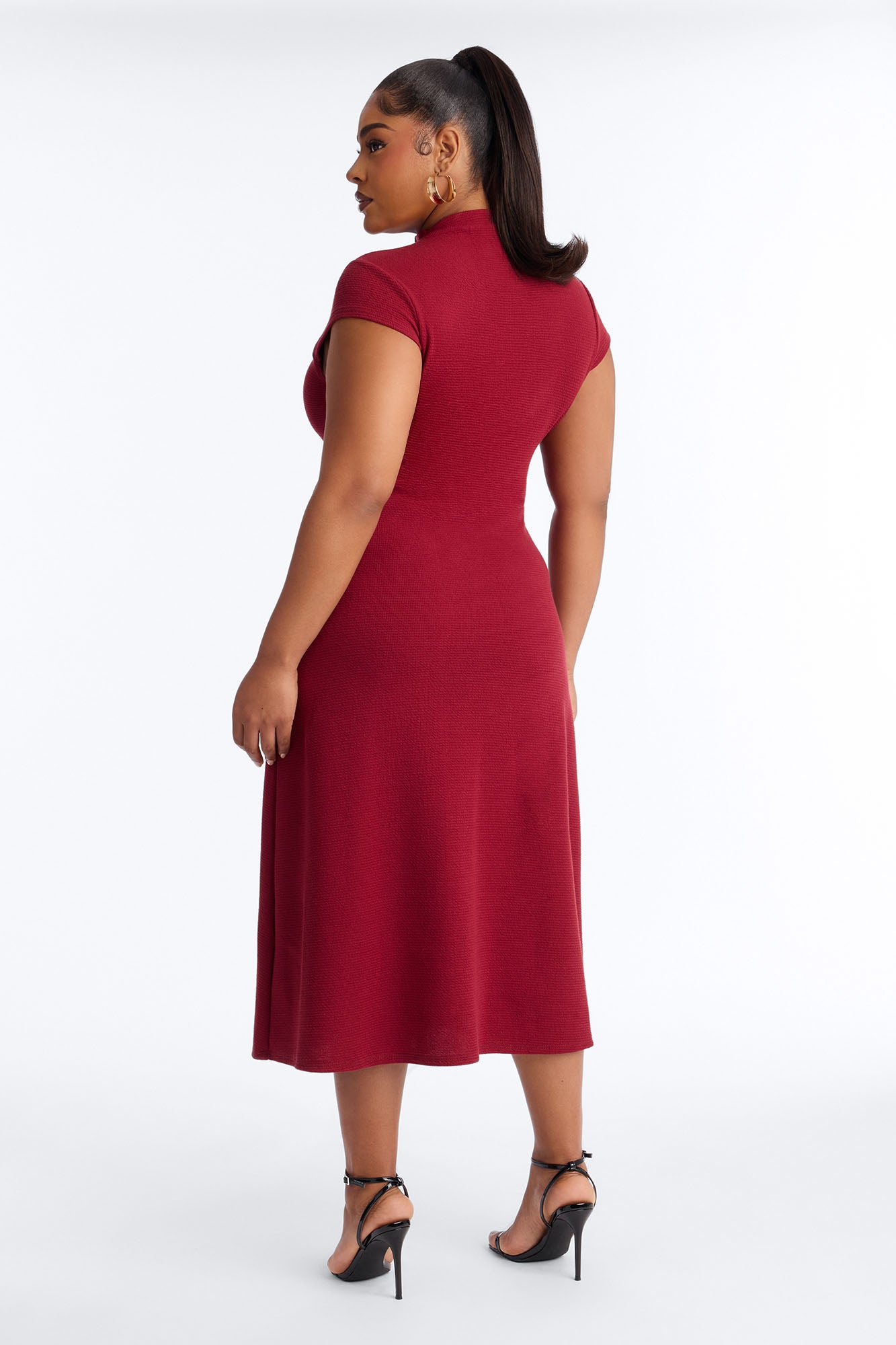 Dara Textured Midi Dress - Wine