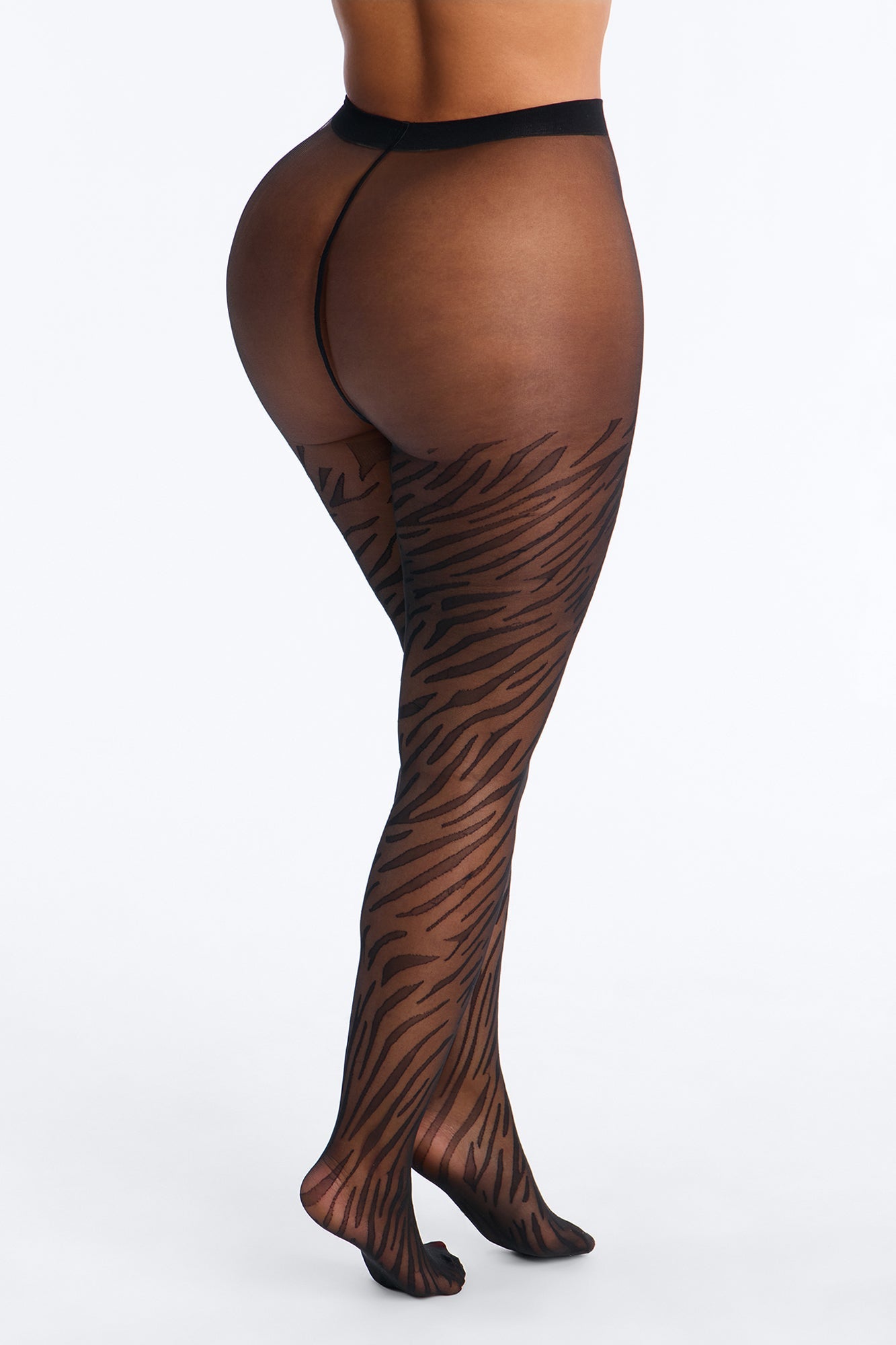 Talia Tiger Print Tights - Black
