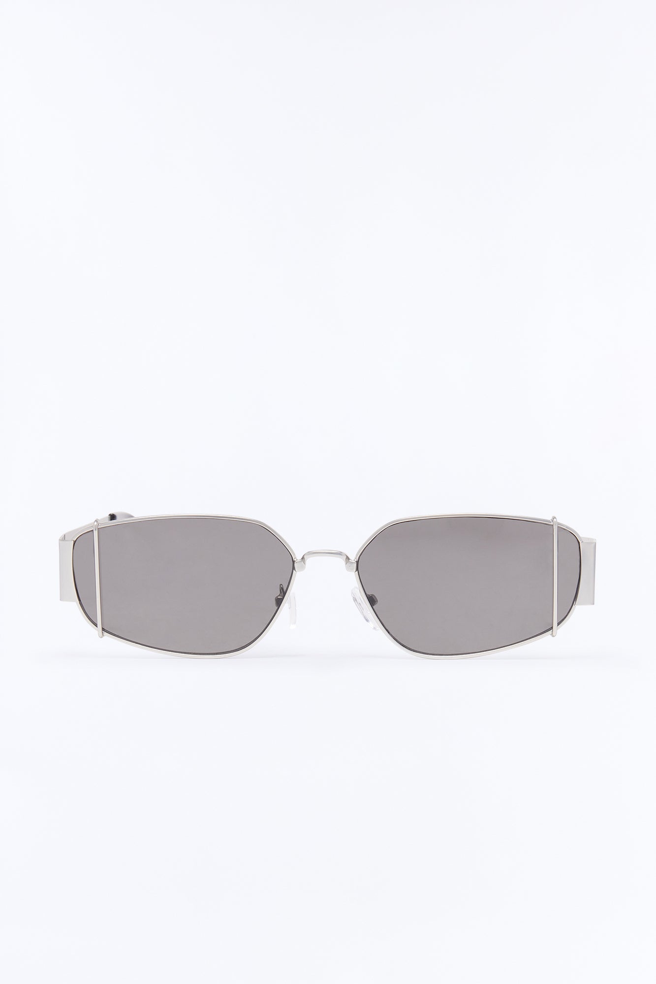 Strike Round Matte Metal Frame Sunglasses - Black/Silver