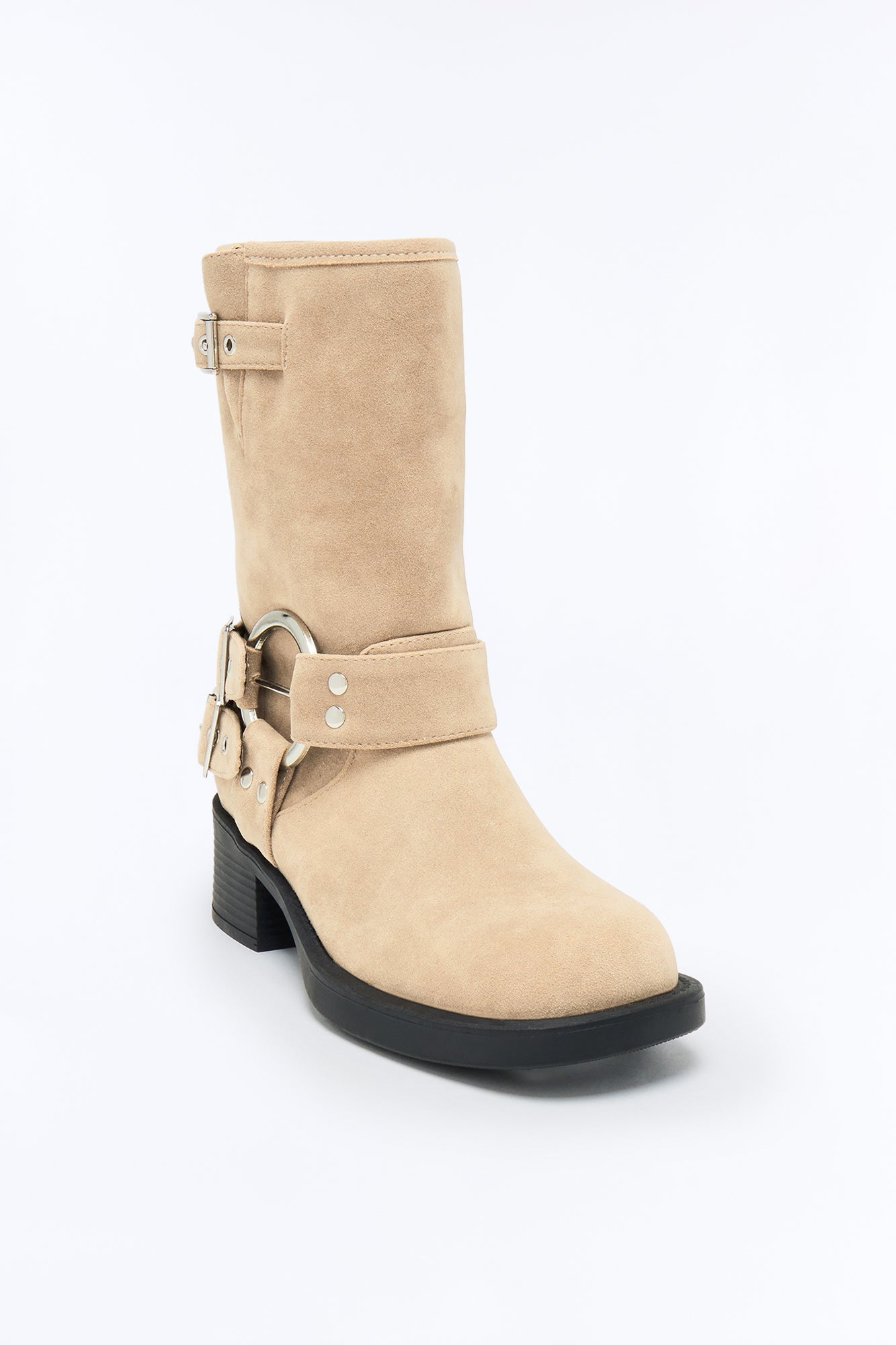 Tough Love Buckle Booties - Nude